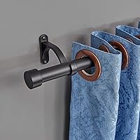 Vista 5 de Barra de cortina de 1 pulgada de diámetro, juego de barras ajustables con soportes y remates de aluminio premium, barras de cortina individuales