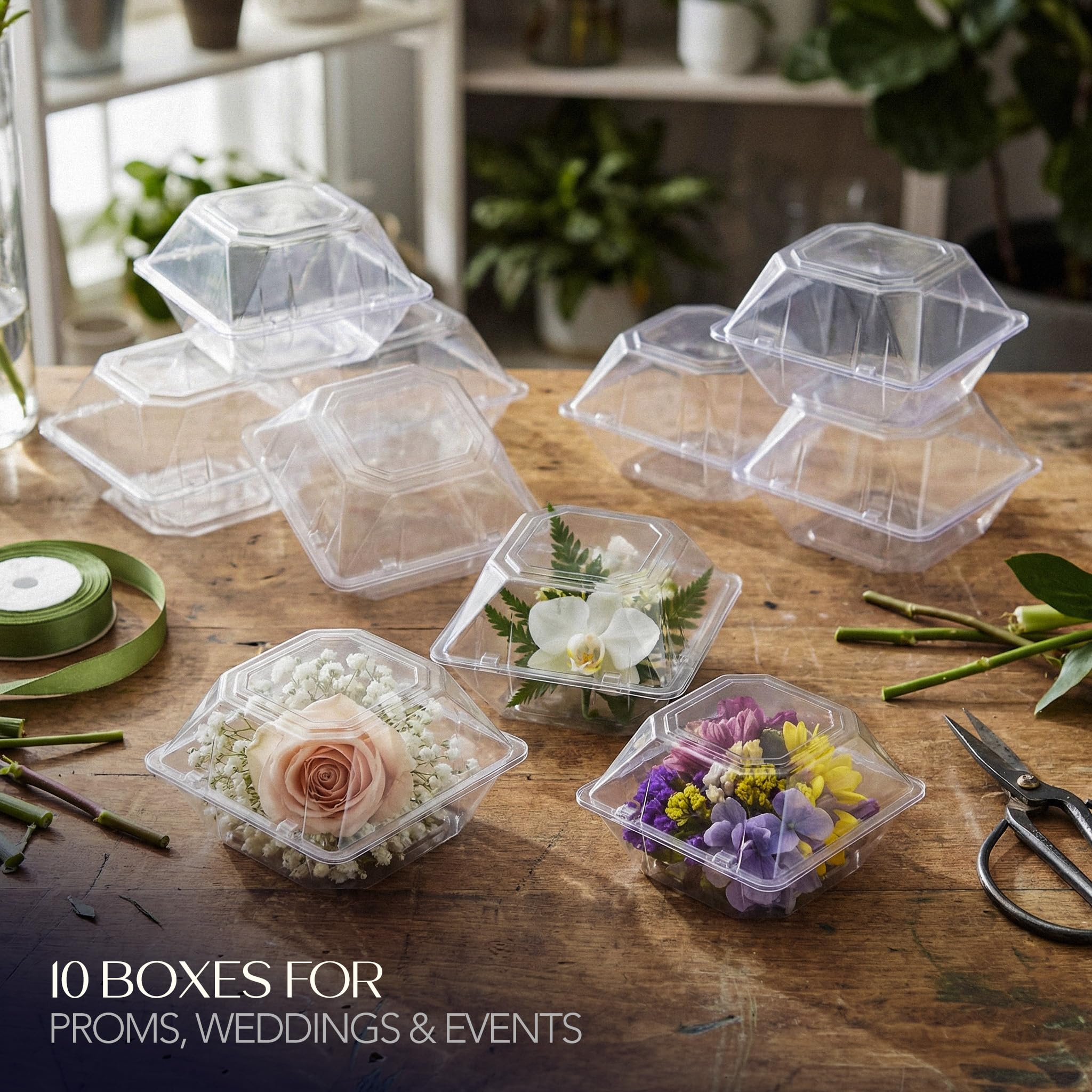 Clear Corsage Boxes - 10 Pack for Flowers & Boutonnieres -6 Clear Corsage Boxes - 10 Pack for Flowers & Boutonnieres -6