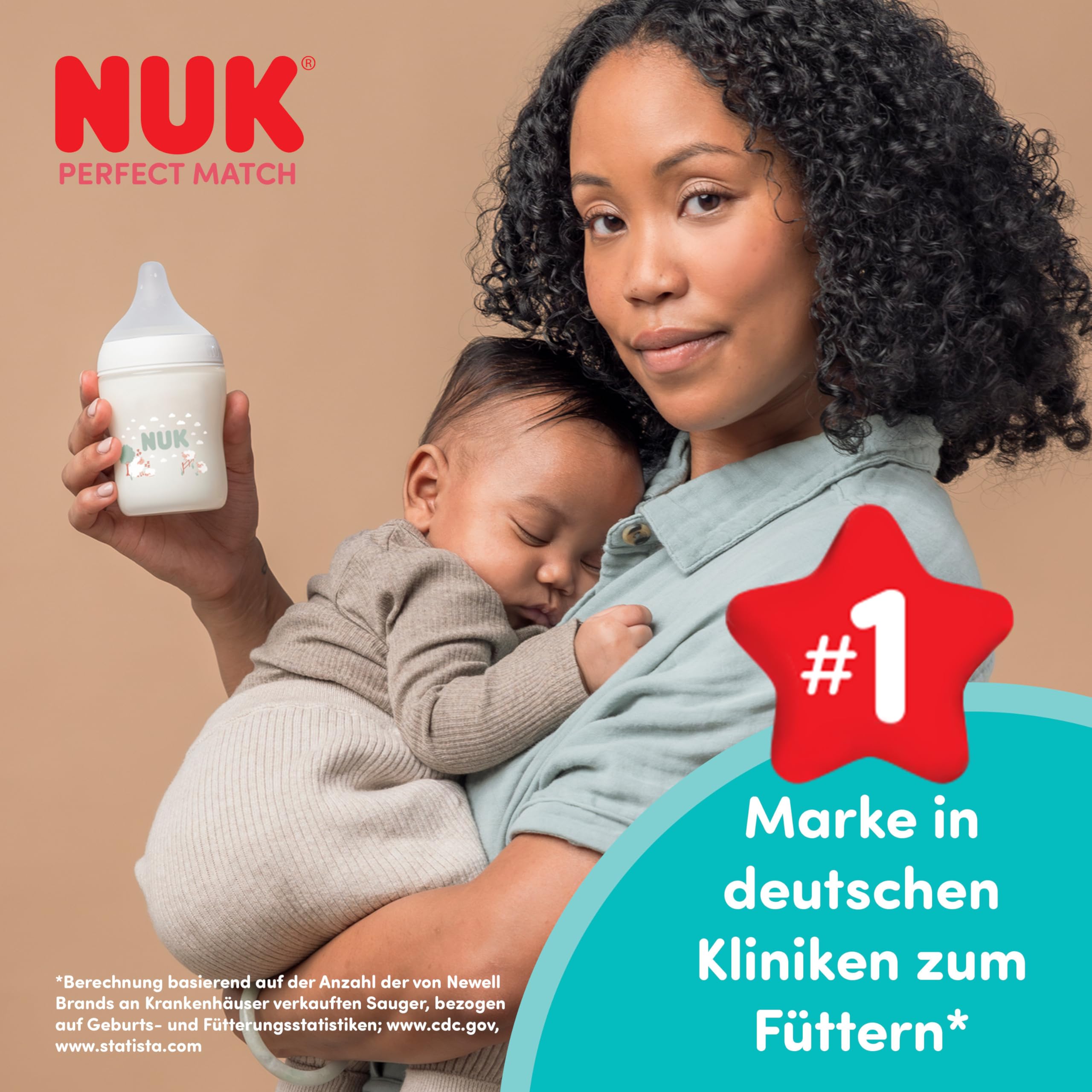 NUK Perfect Match Smoczki do butelek | od 3 miesięcy | Smoczki antykolkowe do butelek | Silikonowe | Średnie | 2 sztuki