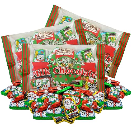 Chocolates navideños de Santa Santas Helpers envueltos individualmente golosinas de Navidad de tamaño mordido recuerdo de fiesta relleno de Chocolates navideños de Santa Santas Helpers envueltos individualmente golosinas de Navidad de tamaño mordido recuerdo de fiesta relleno de