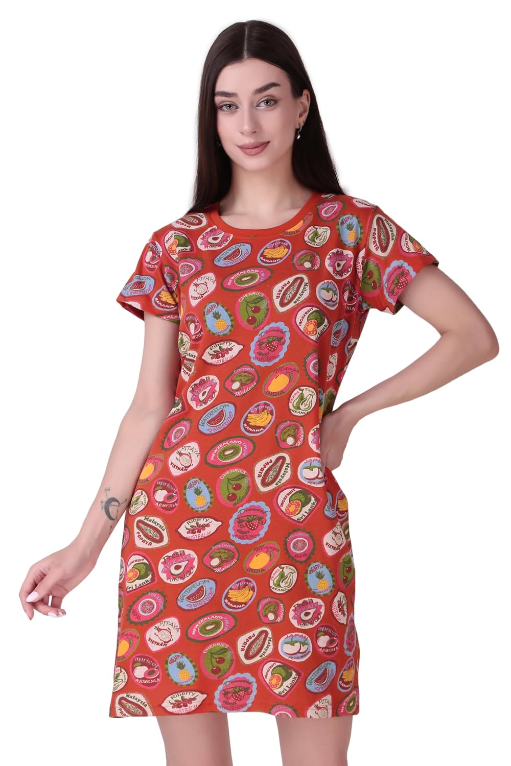 Stories.Label Women Cotton Long T-Shirt Dress in Knee Length with Side Pockets Include Plus Sizes (Size S -5XL) - Review, Price and Buying Guide