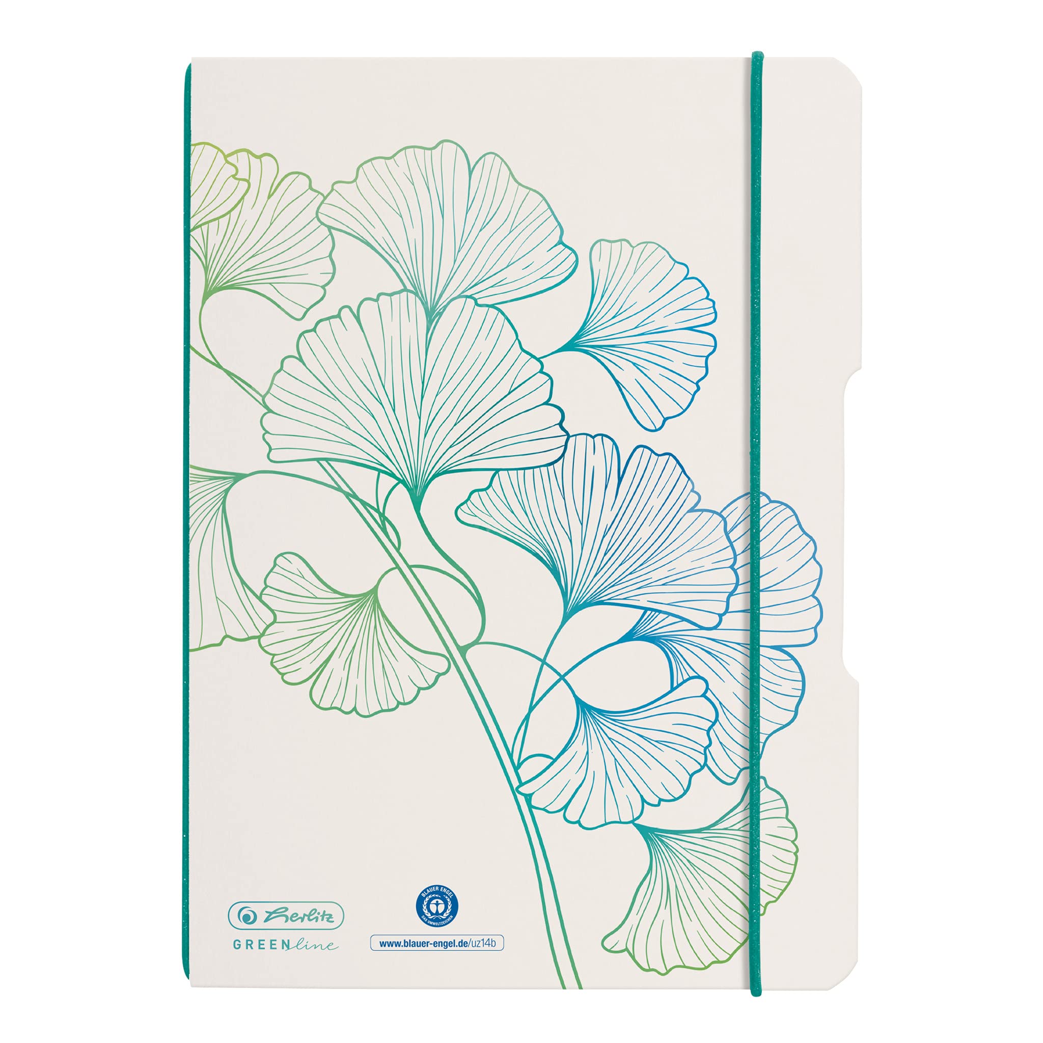 Herlitz 50033676 Flex Notebook, A5, 40 Sheets, Dotted, Motif: GREENline Ginkgo, 1 Piece