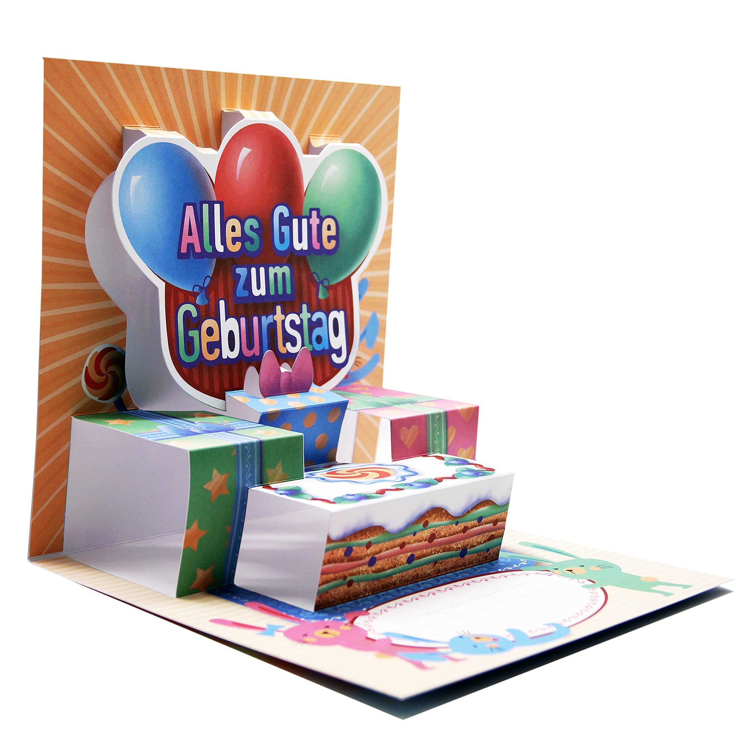 AVRUYPI 3D Pop-Up Geburtstagskarte Mit Torten-Motiv – Inkl. Umschlag, 12,8 X 15,5 Cm – Besondere Karte Für Familie & Freunde