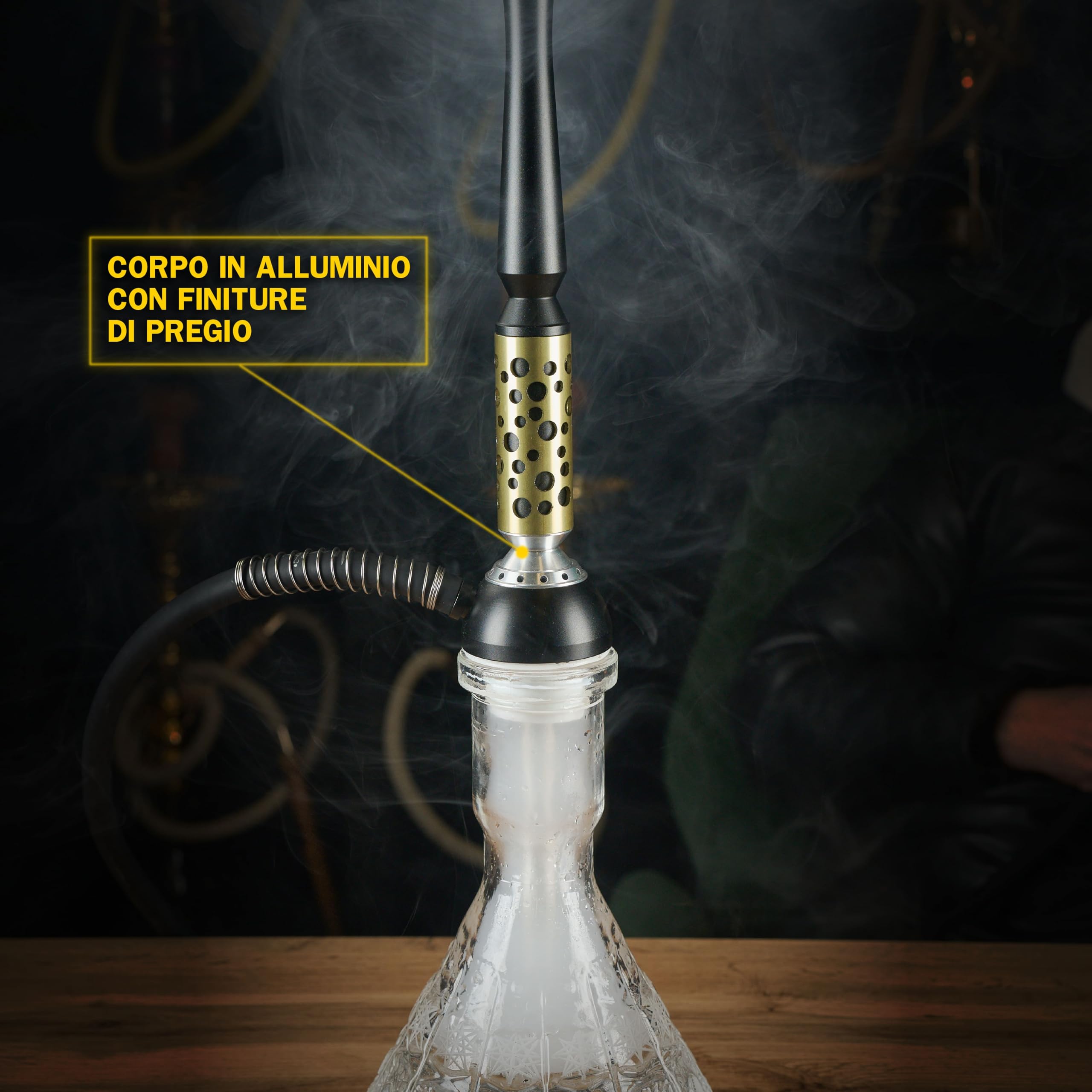 Dark Shisha Cachimba Nova 60 cm con Hornillo Eléctrico 1000W | Cachimba de Aluminio Negro con Cazoleta de Barro, Chimenea Metálica, Manguera de Silicona y Accesorios Completos