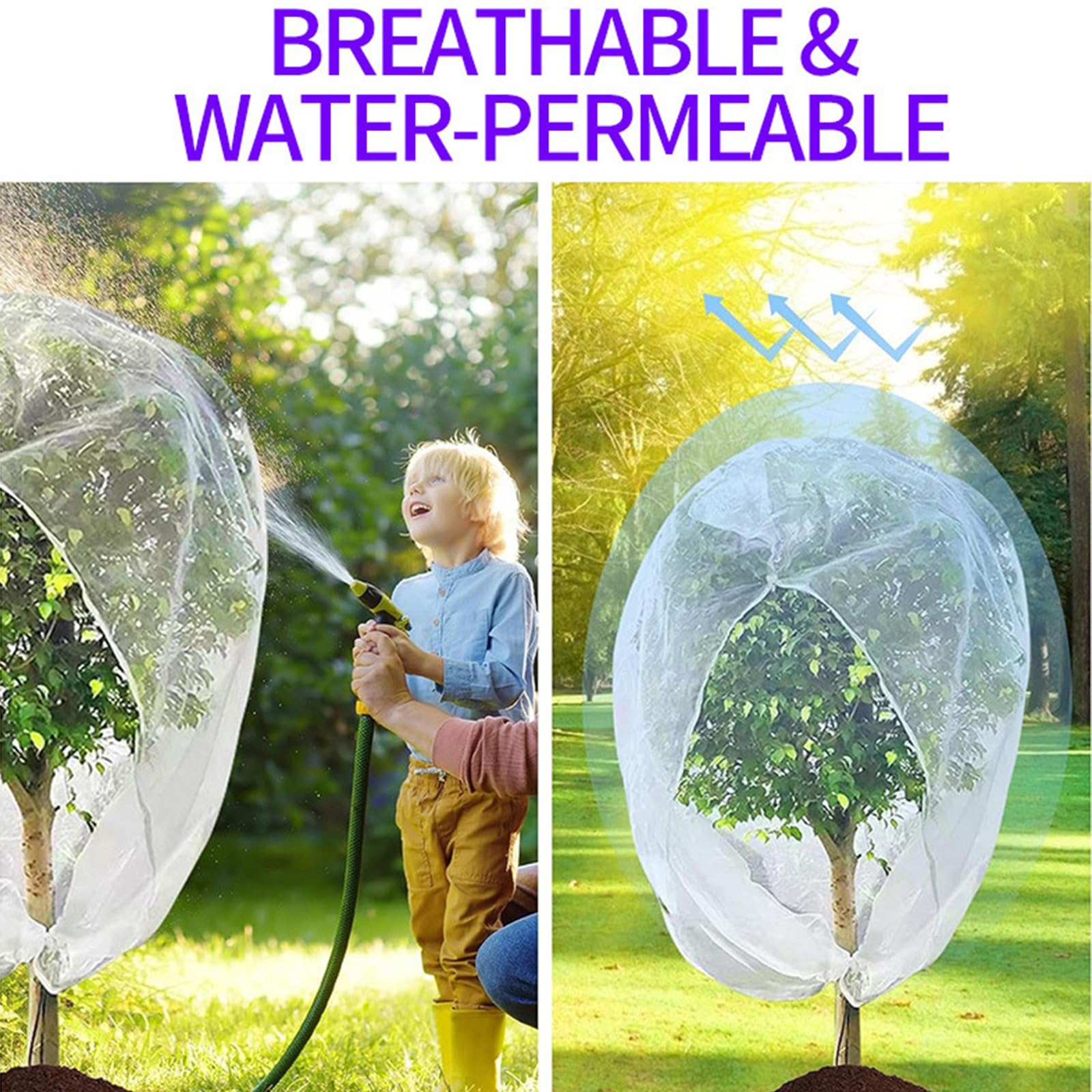 Red antipájaros y ct para plantas con cremallera y cordón, malla 60 (1 mm), protección transpirable contra insectos asiáticos, pájaros y pulgones - Saco de cubierta para árboles frutales