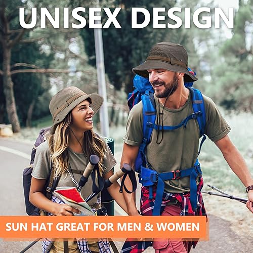 Miniatura 8 de Sombreros de sol para hombres y mujeres, sombrero de pesca UPF 50 de ala ancha, sombreros Boonie para safari, playa, verano, protección UV, sombrero