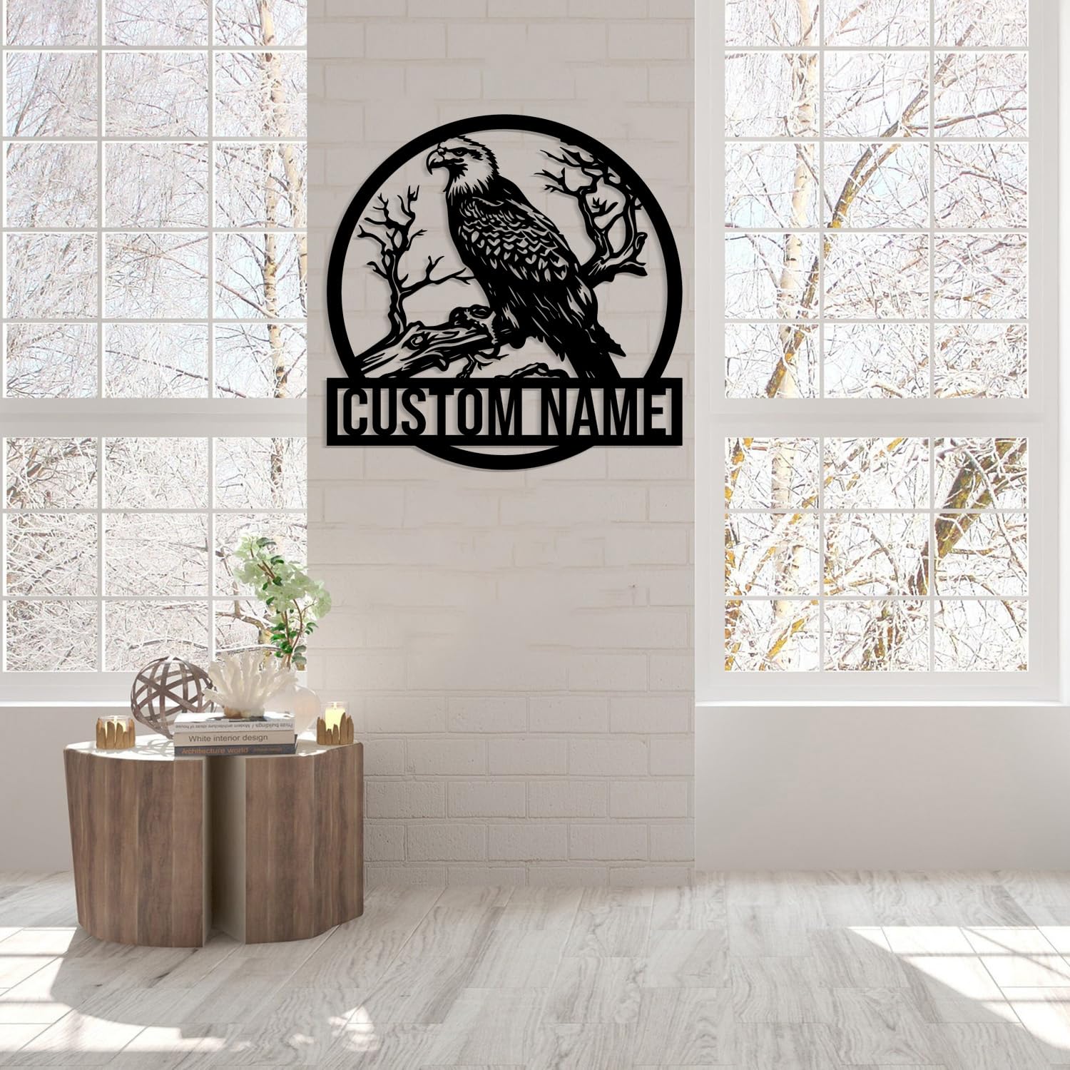 Custom Eagle Metal Sign, Home Decor Personalized Name Sign - Metal Wall Art - Monogram Door Hanging Door Hanging (Style-5)