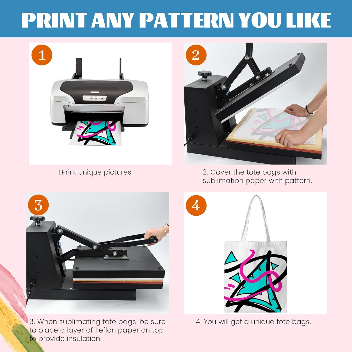 Joyclub 20 Pack Canvas Tote Bags Bulk Sublimation Blanks Tote Bags Polyester Medium Reusable Grocery Cloth Bags for Heat Transfer Tie Dye Advertising Painting Crafting Library DIY Gift - Image 5