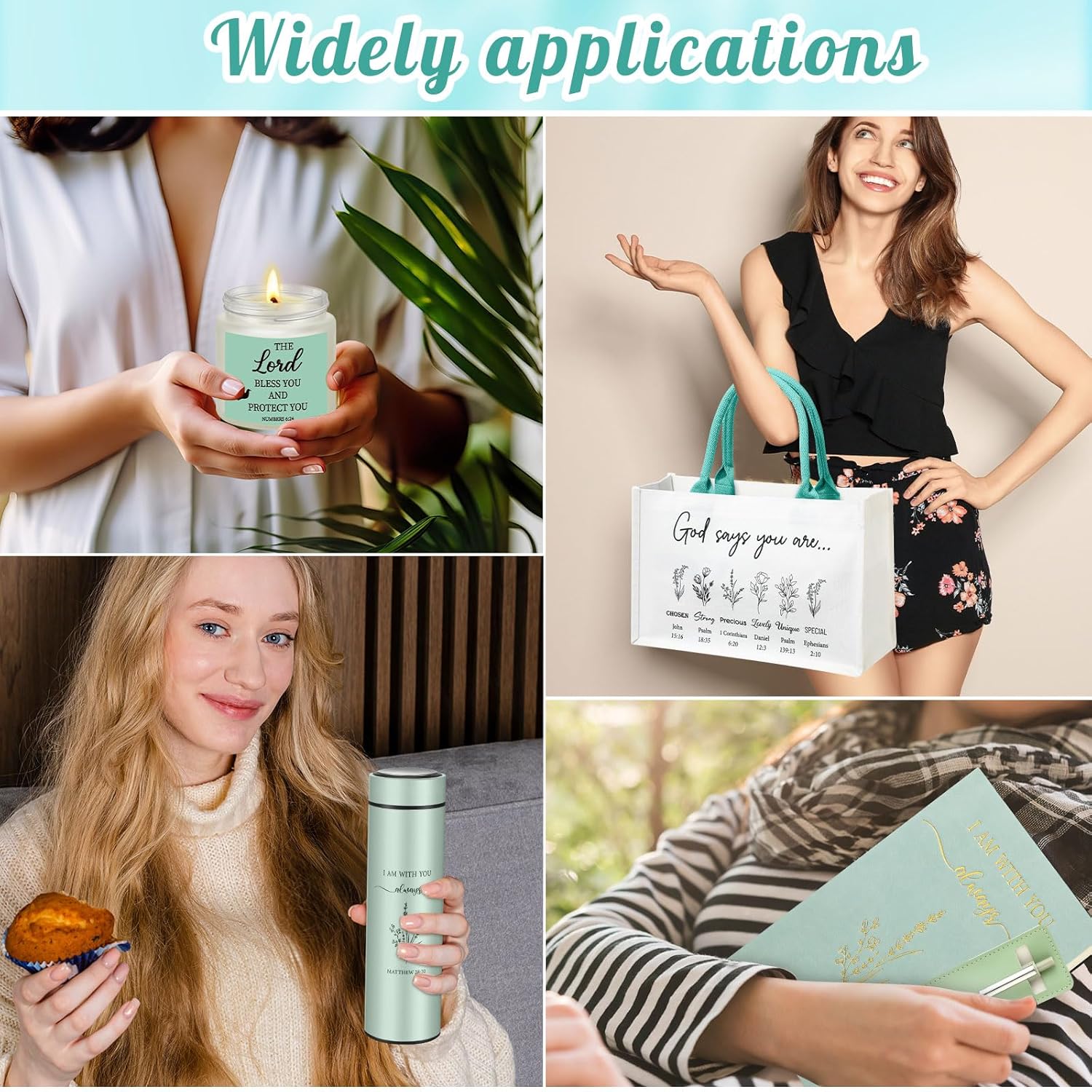 Thenshop 6 Pcs Easter Christian Gift Set for Women Faith, Inspirational Religious Gifts for Women, Catholic Birthday Gifts for Friends, Mother, Sister, Wife(Sage Green) - Image 4