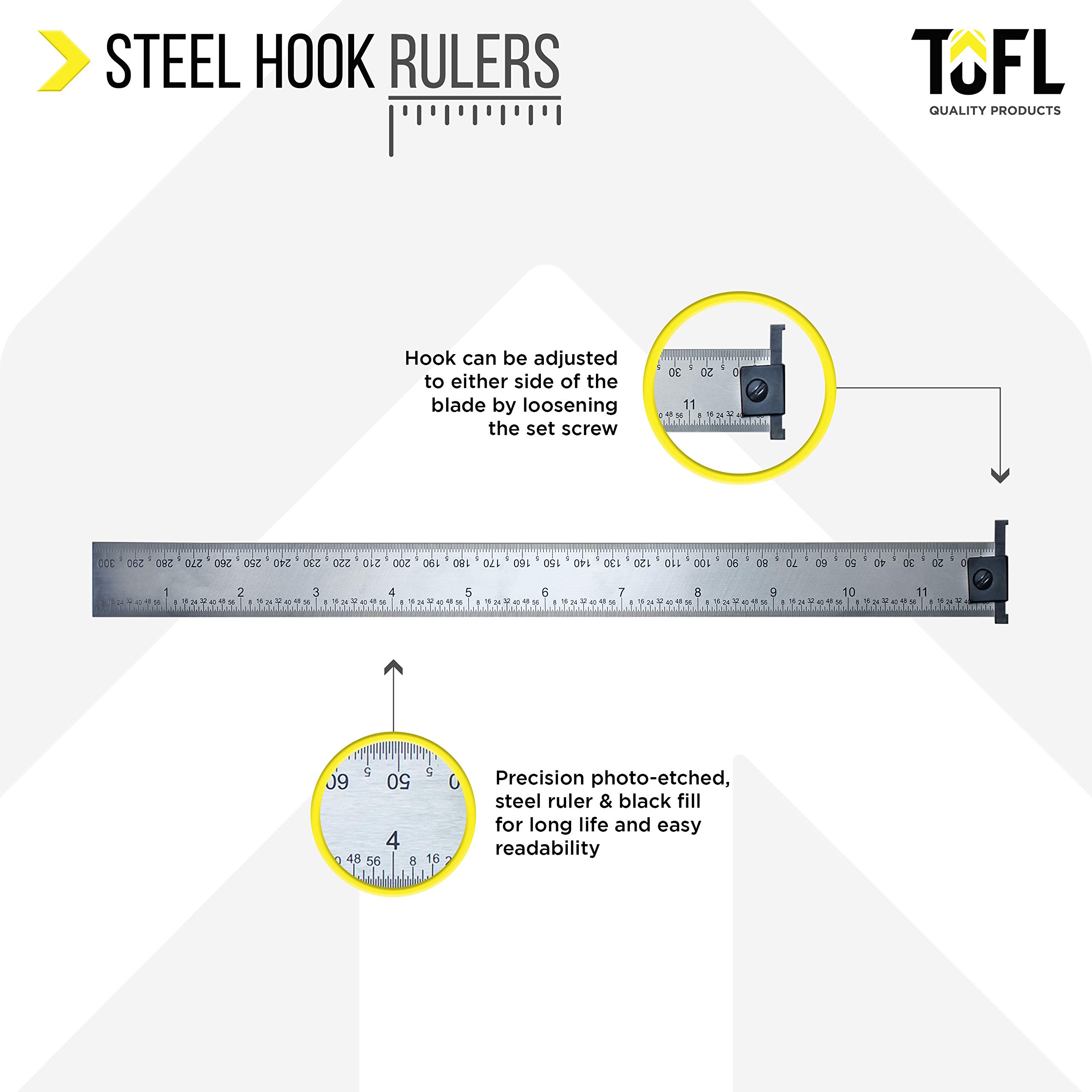 Snapklik.com : 12 Inch Hooked Ruler Double Sided Standard And Metric ...