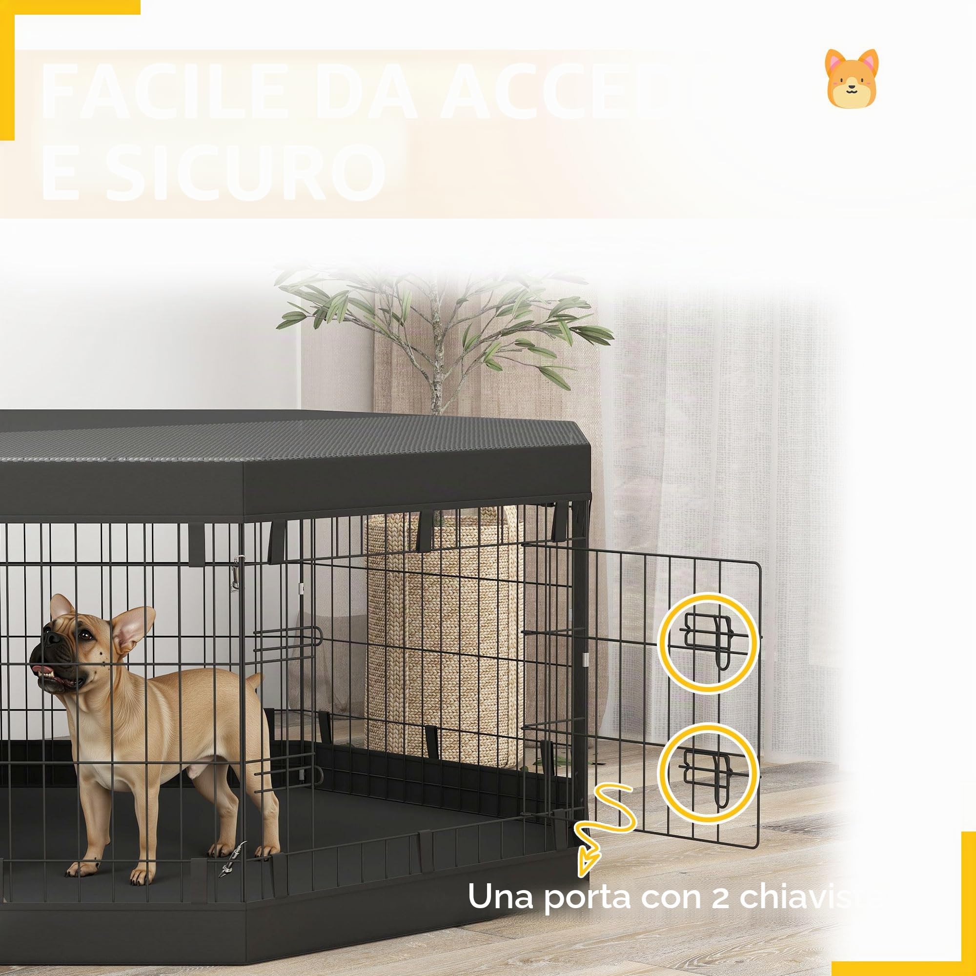 PawHut Recinto per cani pieghevole per piccoli animali, 8 pannelli, 24"H