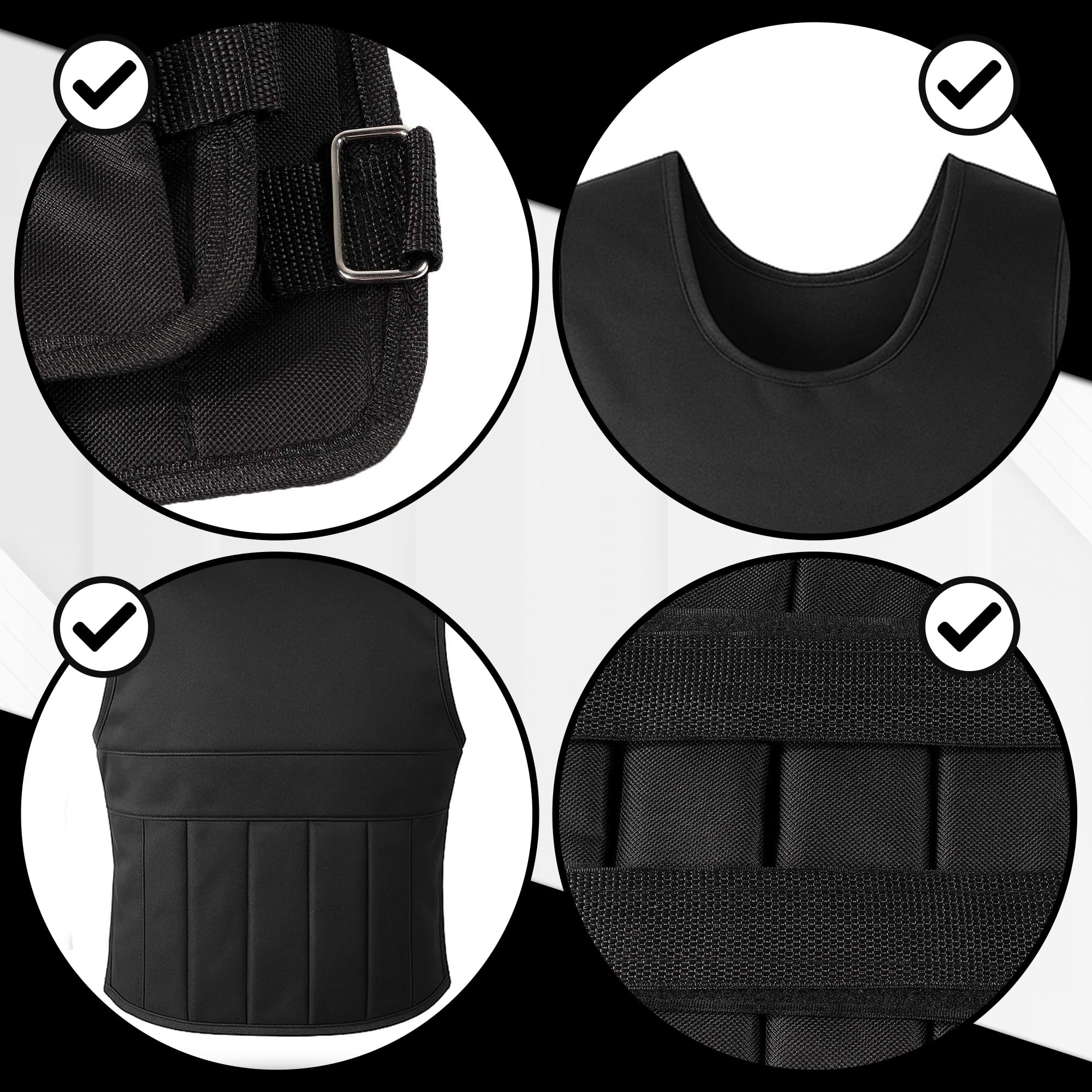 Gilet lesté de 10 kg réglable avec poids amovibles, gilet d'entraînement pour musculation, crossfit, cardio, course à pied, noir