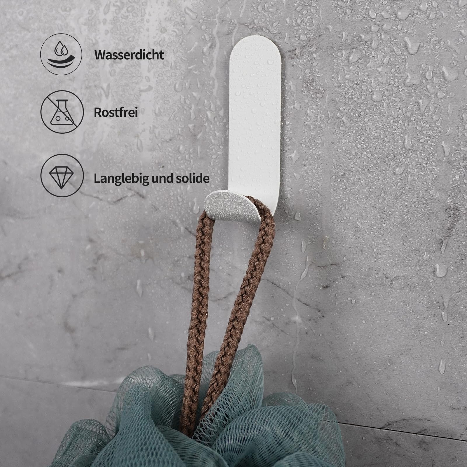 Ganci Adesivi Per Bagno 4 Pezzi - Acciaio Inox 304, Forte Adesione Senza Forare - Foto 10