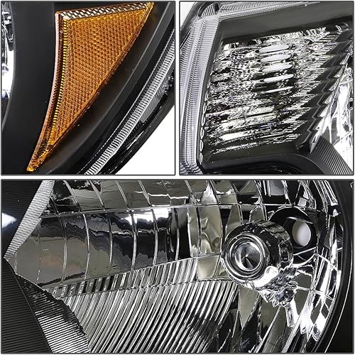 Miniatura 6 de Auto Dynasty Conjunto de faros delanteros modelo halógeno compatible con Toyota Tacoma de 2 generación 2012-2015, par, carcasa negra, lente
