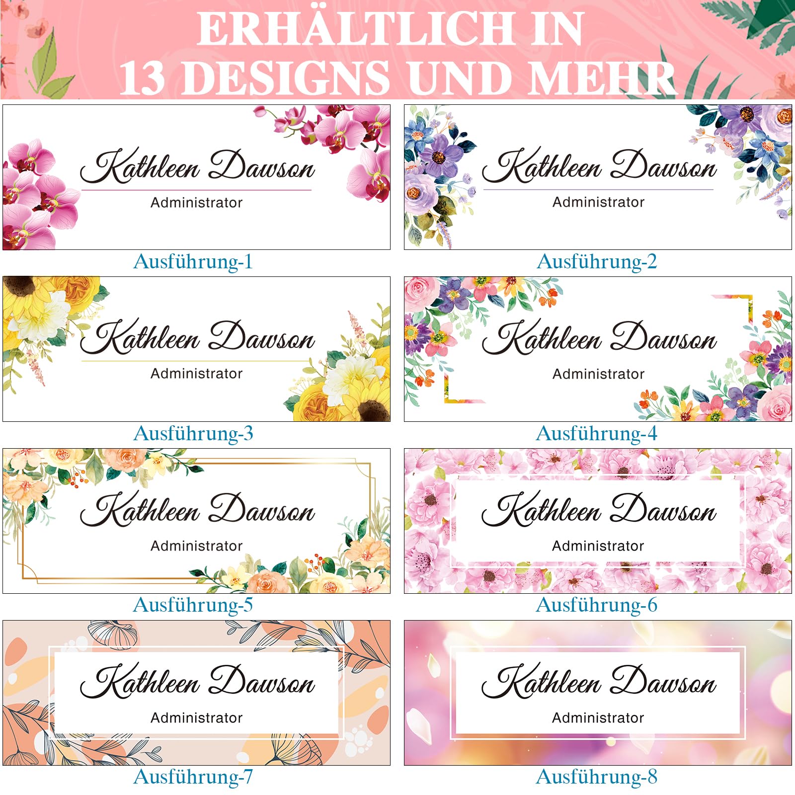 Personalisiertes Acryl Namensschild Für Schreibtisch - Büro Deko Mit Blumen Design