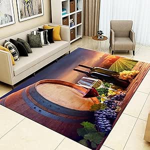 Amazon.com: Bottle and Wine Glass Grapes and Barrel Crystal Velvet Area ...