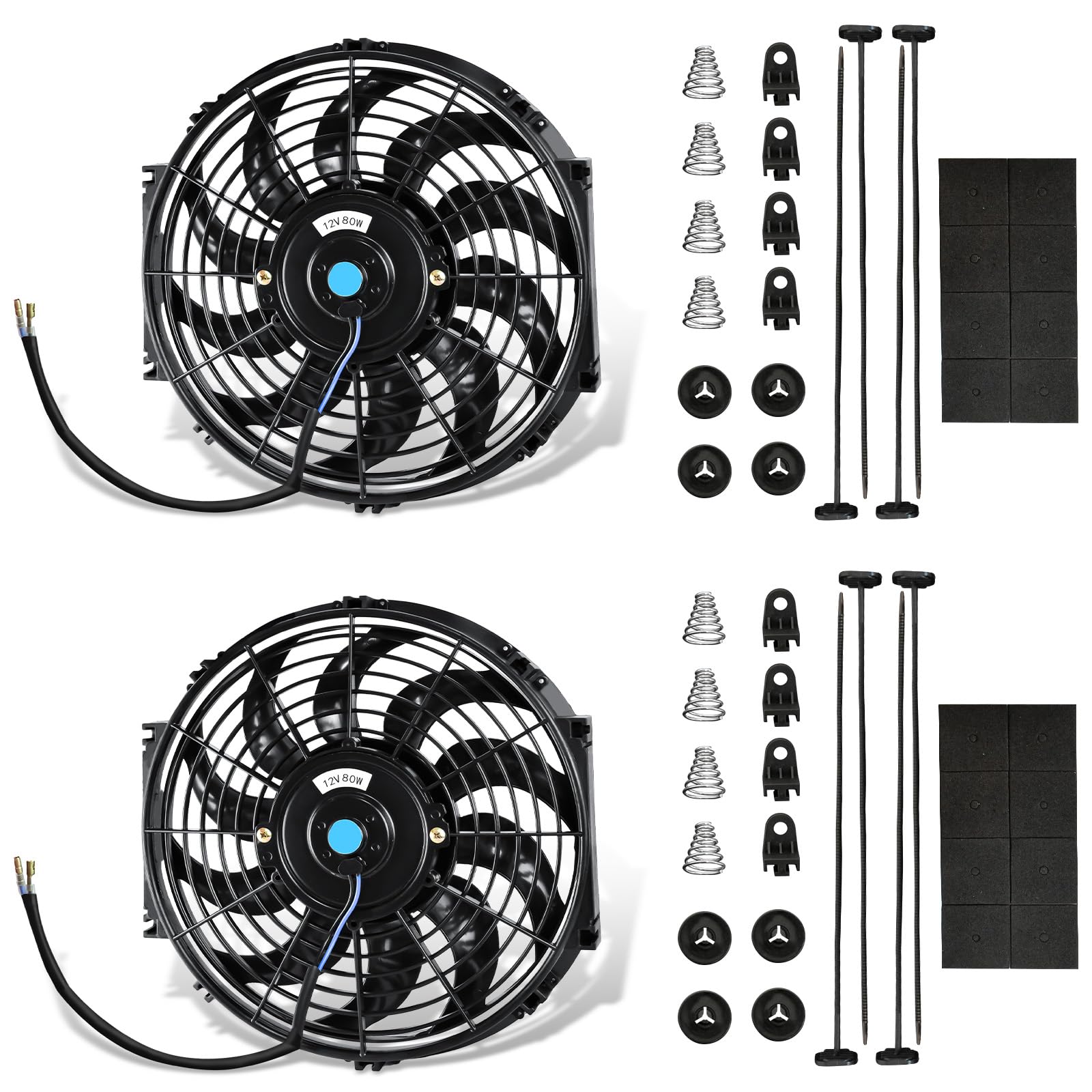 MuHize 10 Inch Universal Radiator Cooling Fan - Upgraded Cooling Fans Assembly Only Puller Electric Radiator Fans Kit 12V 80W 1000 CFM High