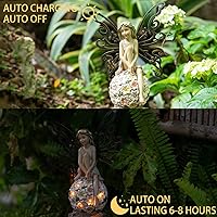 Vista 6 de Decoración de Jardín de Hadas Florales, Estatuas de Hadas de Jardín al Aire Libre, Accesorios de Figurina de Hadas al Aire Libre con Energía Solar