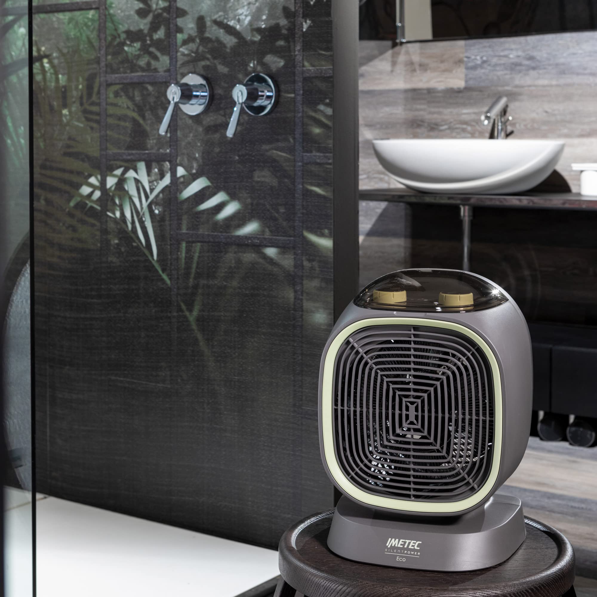 Imetec Silent Power Eco, cichy termowentylator, technologia ECO, 2100 W, funkcja zapobiegania zamarzaniu, regulacja temperatury, 4 funkcje, termostat pokojowy