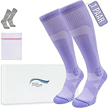 360 RELIEF Sports Compression Stockings for Men and Women - Graduated Compression Socks for Running, Cycling, Gym, Travel, Flight - Breathable Lightweight Support Stockings with Laundry Net