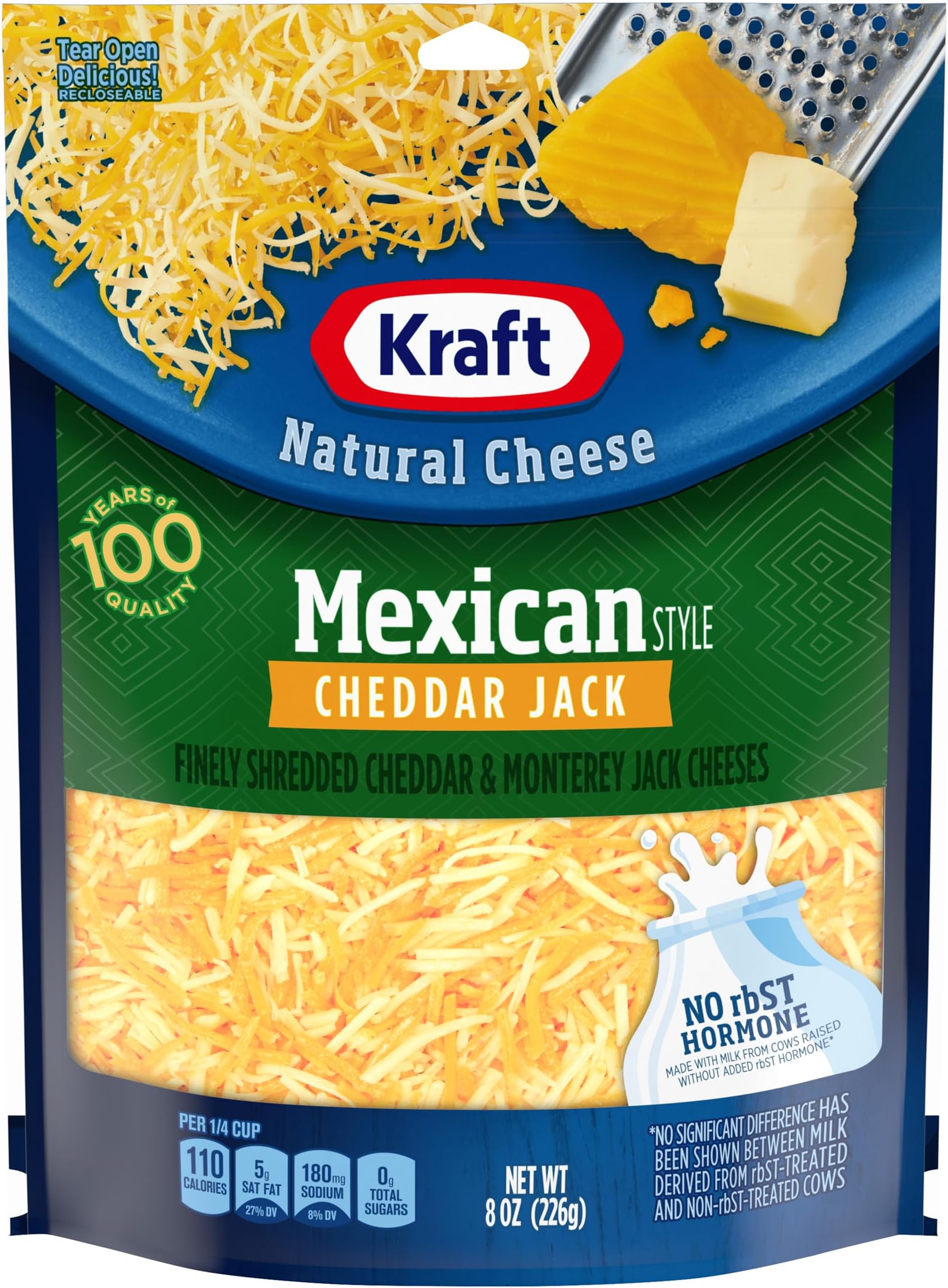 Mexican Style Cheddar Jack Finely Shredded Cheese, 8 oz Bag