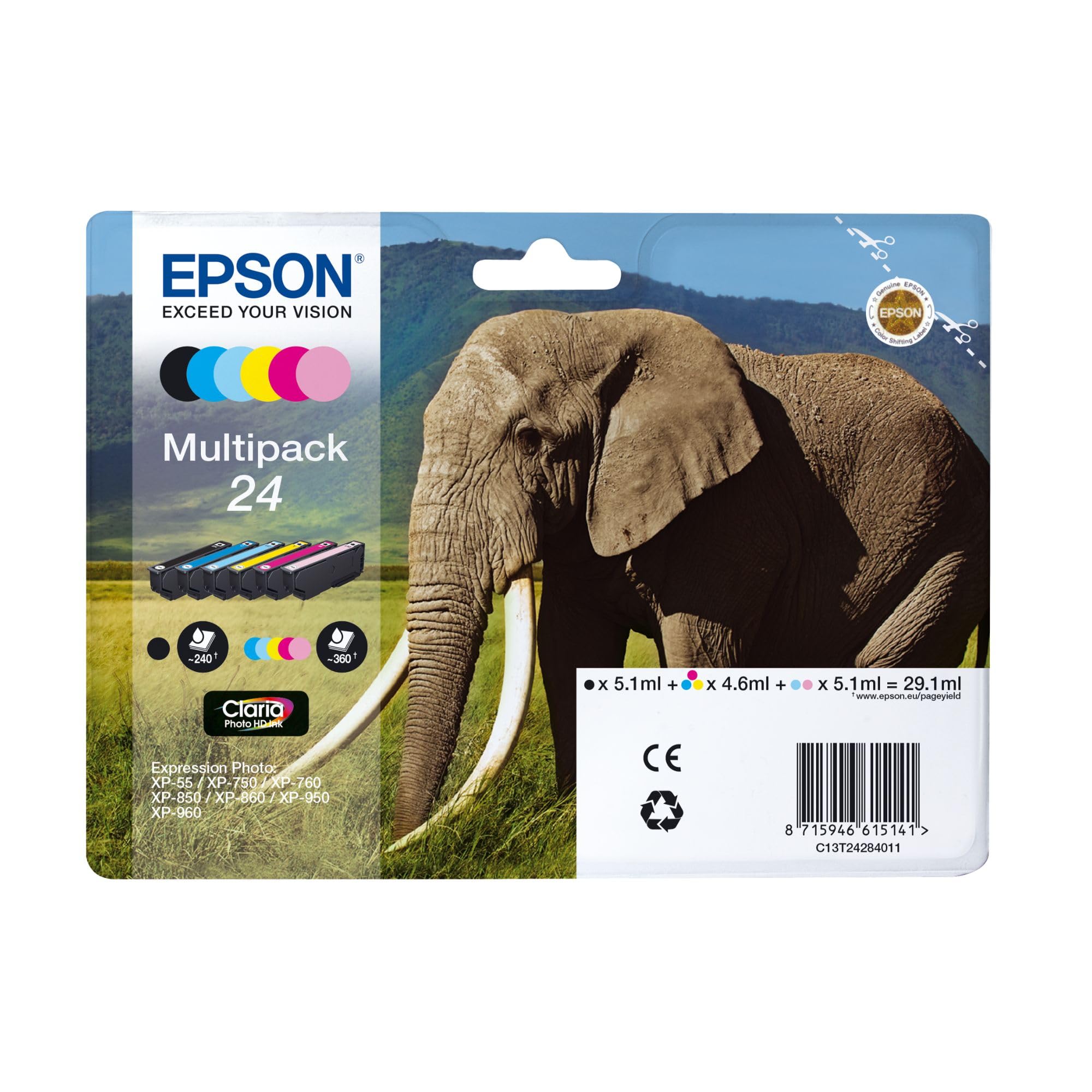 Epson C13T24284011 Set di 6 Cartucce d'Inchiostro, Multicolore