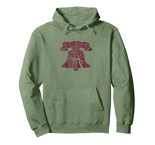 Philadelphia Street Map Liberty Bell Vintage Maroon Philly Pullover Hoodie
