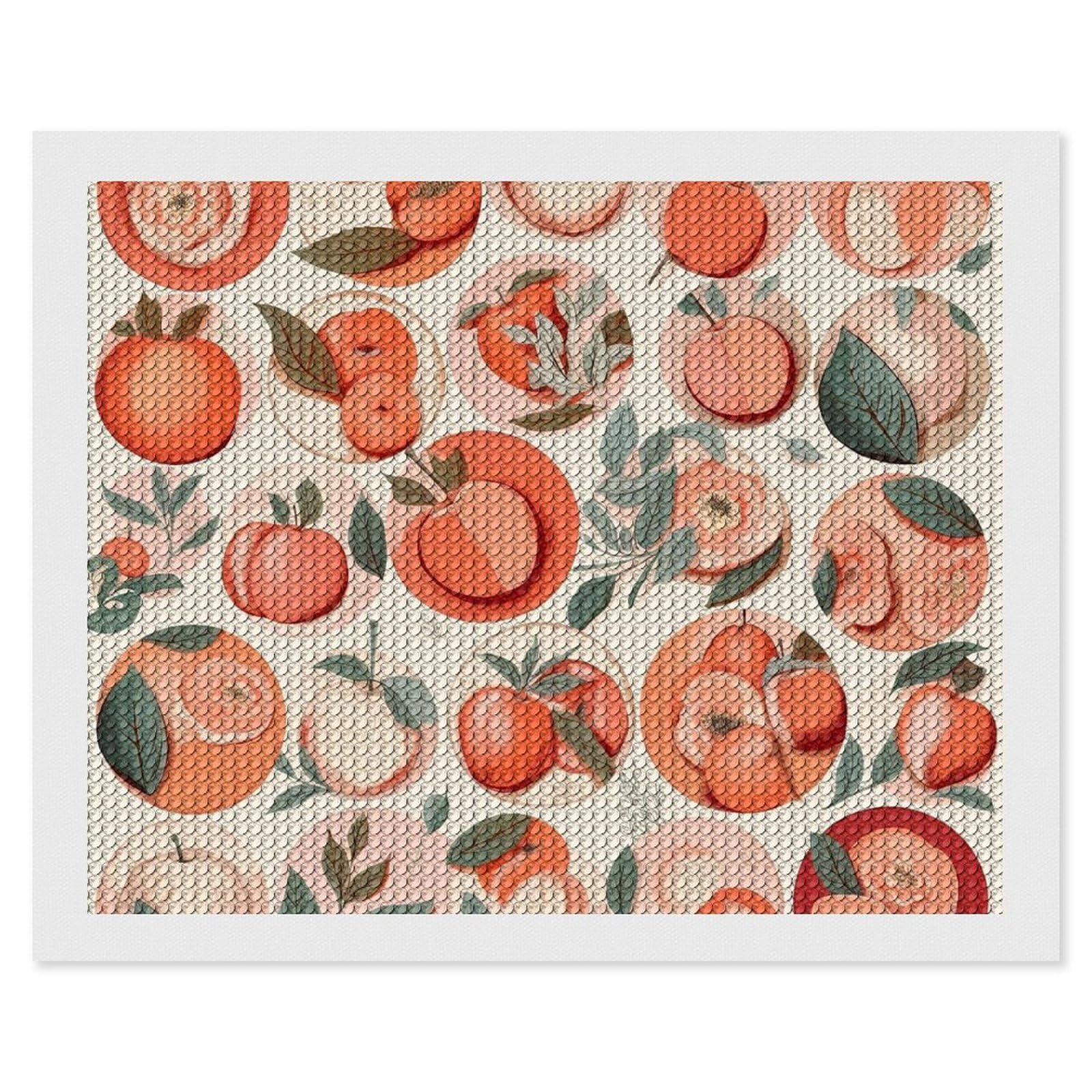 Round Peach Diamond Art Kits for Adults, DIY 5D Diamonds Painting Kits for Beginner, Round Full Drill Diamond Dots Painting, 16"x20" Diamonds Pictures Gem Art and Crafts Wall Decor