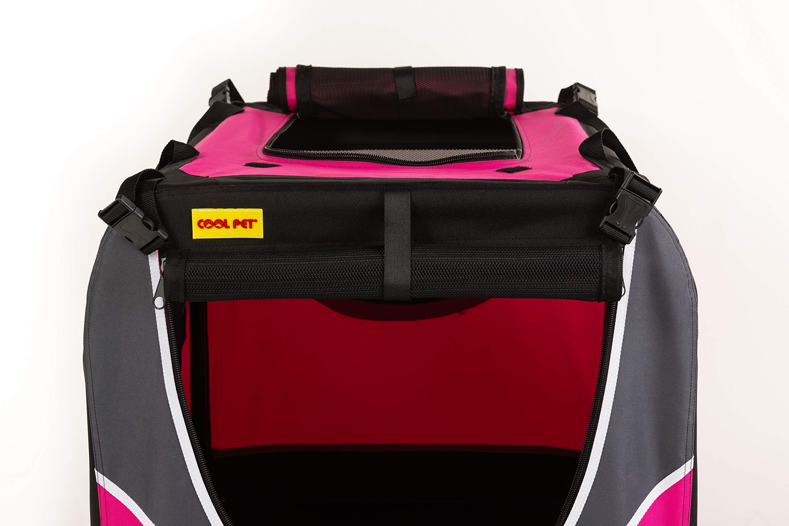 COOL PET Hundebox, 82*59*59cm, Faltbare Transportbox, Käfig, Box für Reisen, Hund & Katze, Pink
