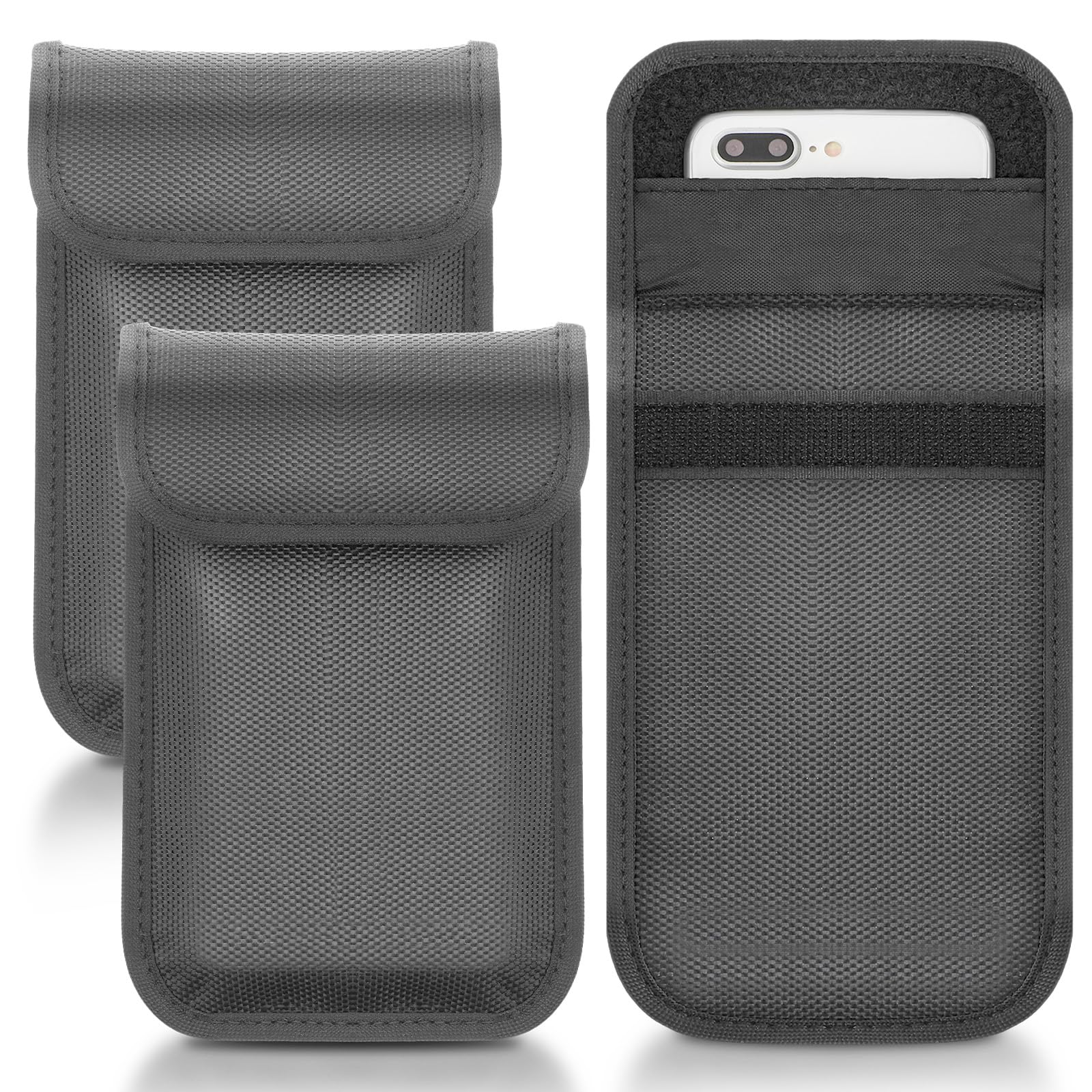Xuhal 3 Pcs Faraday Bag Security Pouch Smartphone Sleeve Weatherproof Nylon Signal Blocking Device 7.1 x 4.6 Inch Phone Pouch Fits Most Cell Phones(