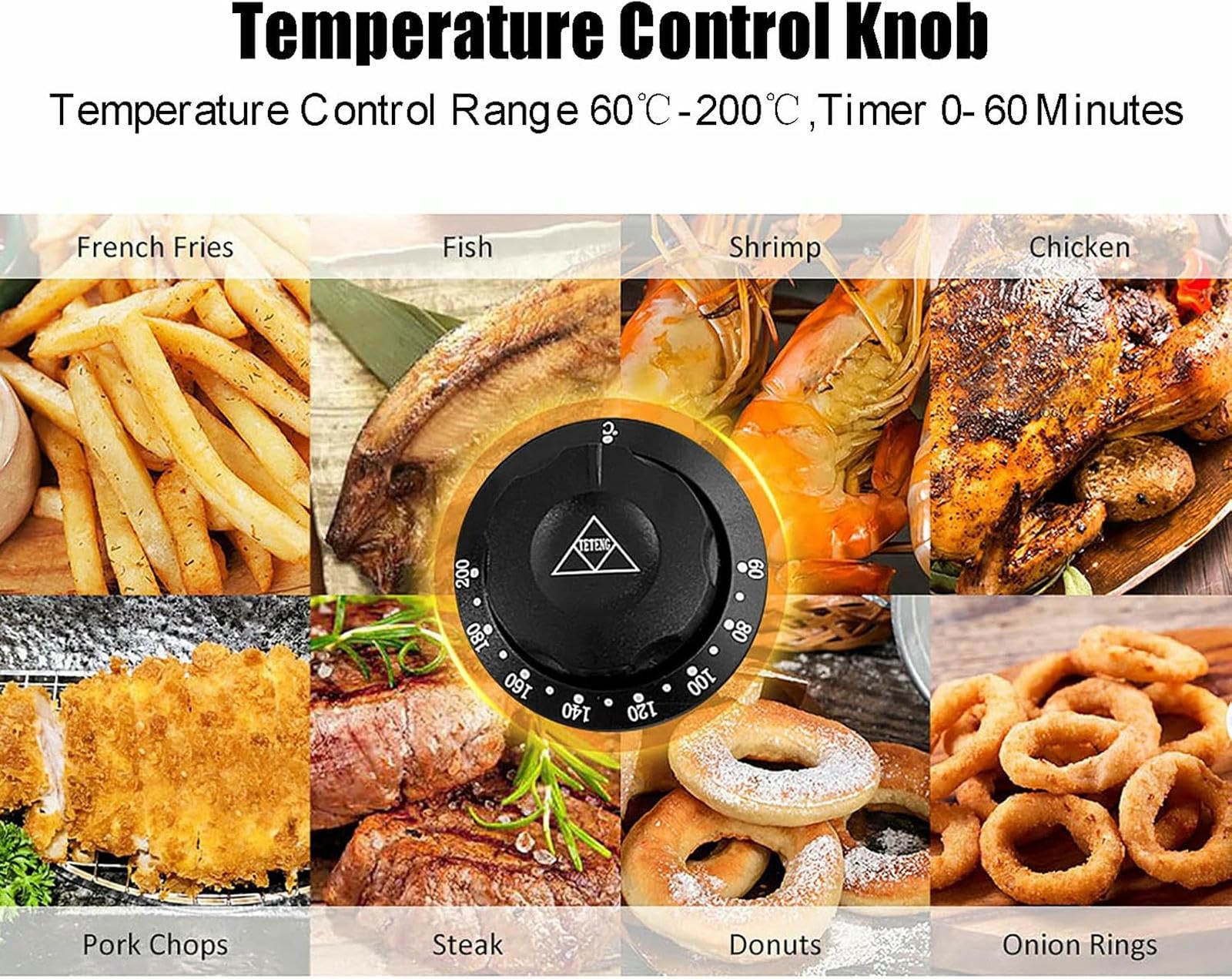 Freidora Industrial eléctrica de Acero Inoxidable, con Cesta y Tapa, función de Control de Tiempo y Temperatura, para Uso Comercial y doméstico.