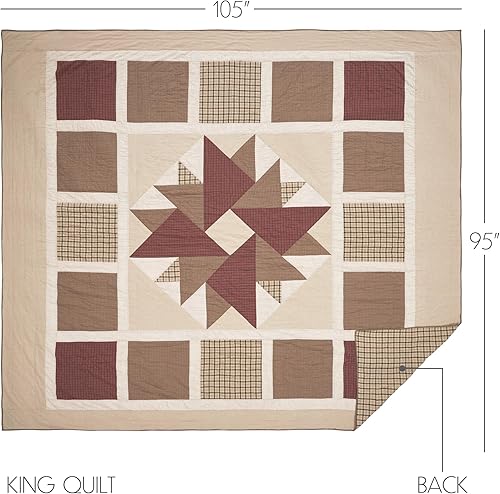Miniatura 2 de VHC Brands Cider Mill - Colcha reversible para cama king, color marrón y rojo, 105 x 95