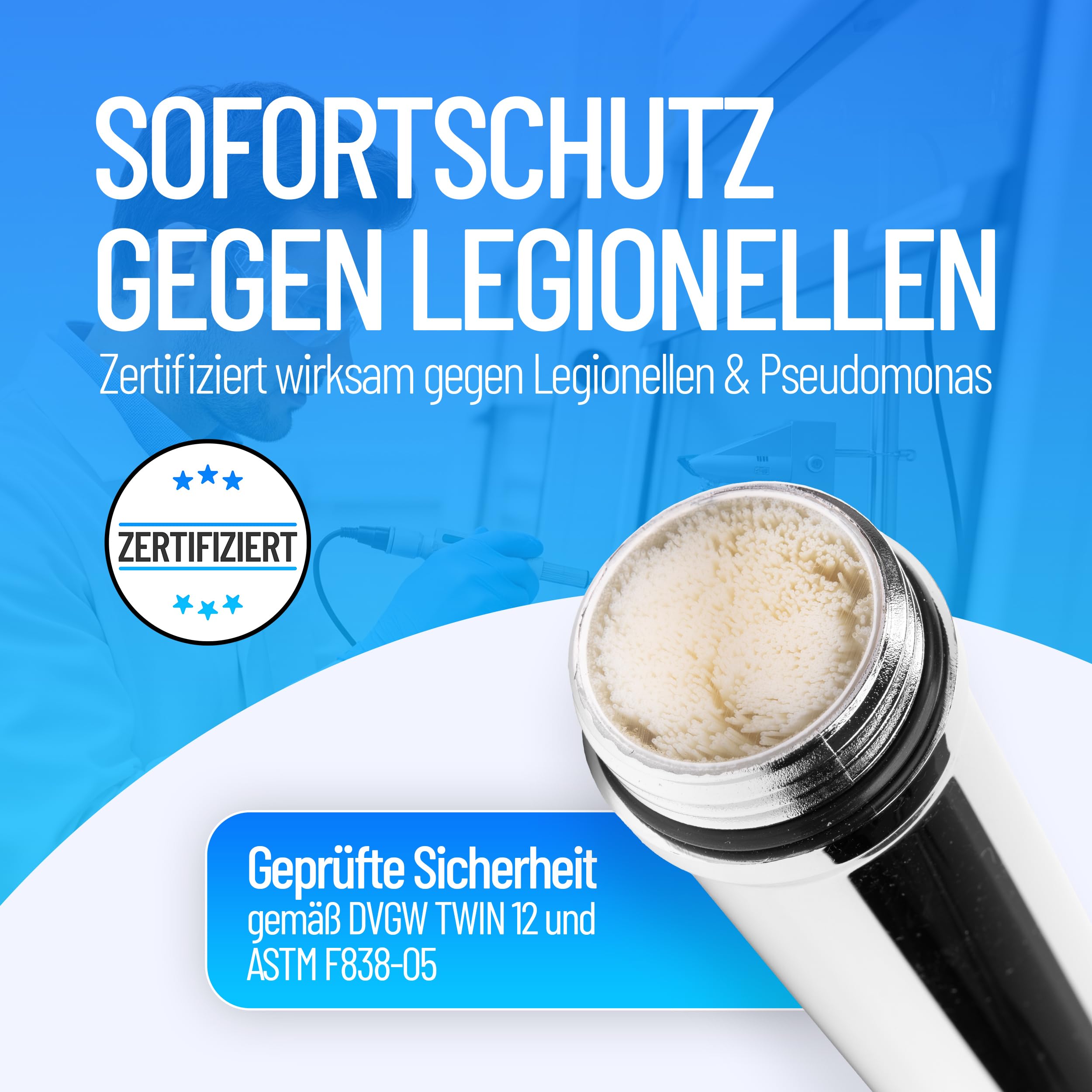 Wechselfilter für Legionellenfilter Duschkopf Premium und Safety Tap Premium, zertifizierter Langzeitschutz