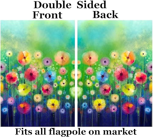 Miniatura 2 de ShineSnow Bandera abstracta de acuarela para primavera y verano, flores verdes de temporada, 28 x 40 pulgadas, poliéster de doble cara de