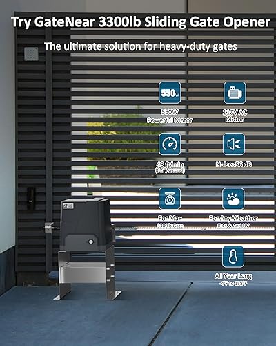 Miniatura 2 de GateNear Abridor automático de puerta corredera de hasta 3300 libras con sensor infrarrojo + 2 controles remotos + control remoto adicional