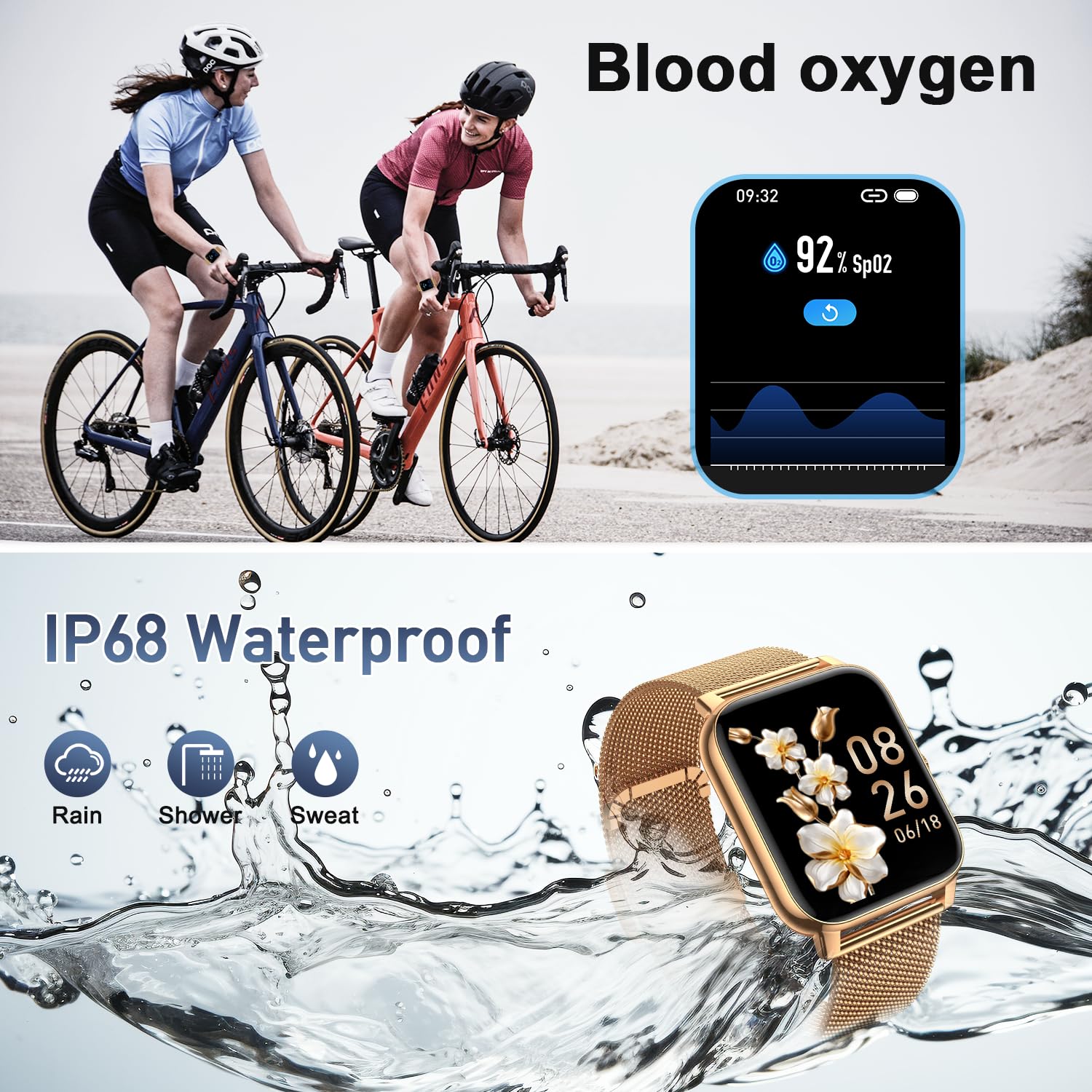 Smartwatch damski i męski zegarek fitness: Bluetooth Call Answer zestaw głośnomówiący wodoodporny cyfrowy inteligentny zegarek tracker pulsometr Spo2 sportowy krokomierz kalorii do telefonu z systemem