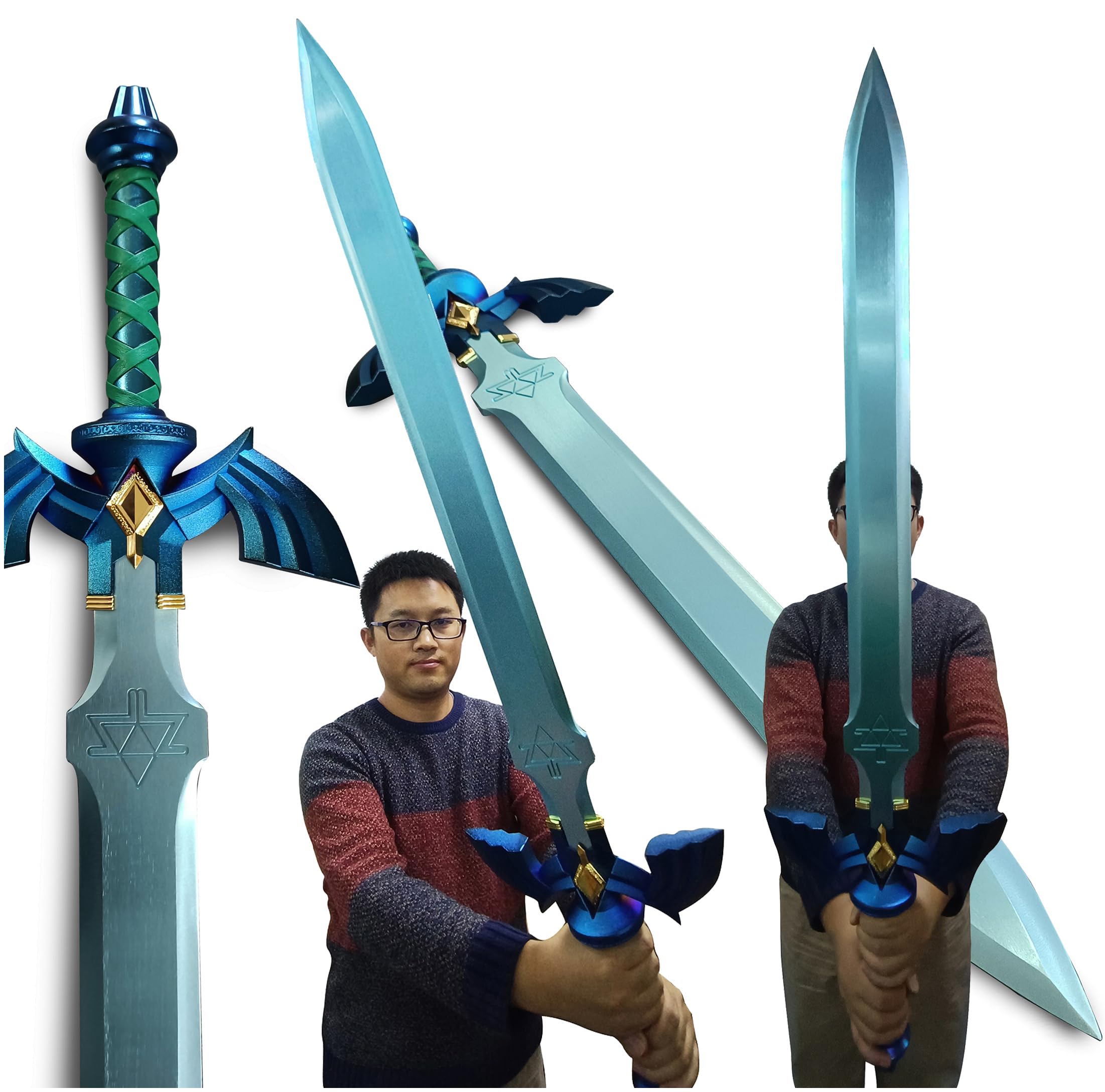 BEESUM 3.0 Edition Legend Metal Samurai Swords Real Elf Blue Sword Full Size Costume Weapon Props