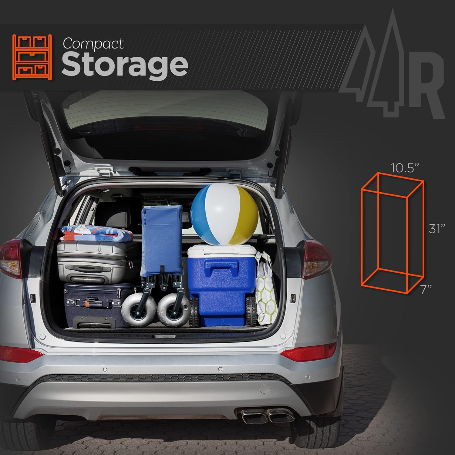 Beach Wagon with Big Wheels for Sand - All Terrain Steel Frame Utility Cart with 9 Pneumatic Tires, Collapsible Folding Design (Sand Warrior RX800)
