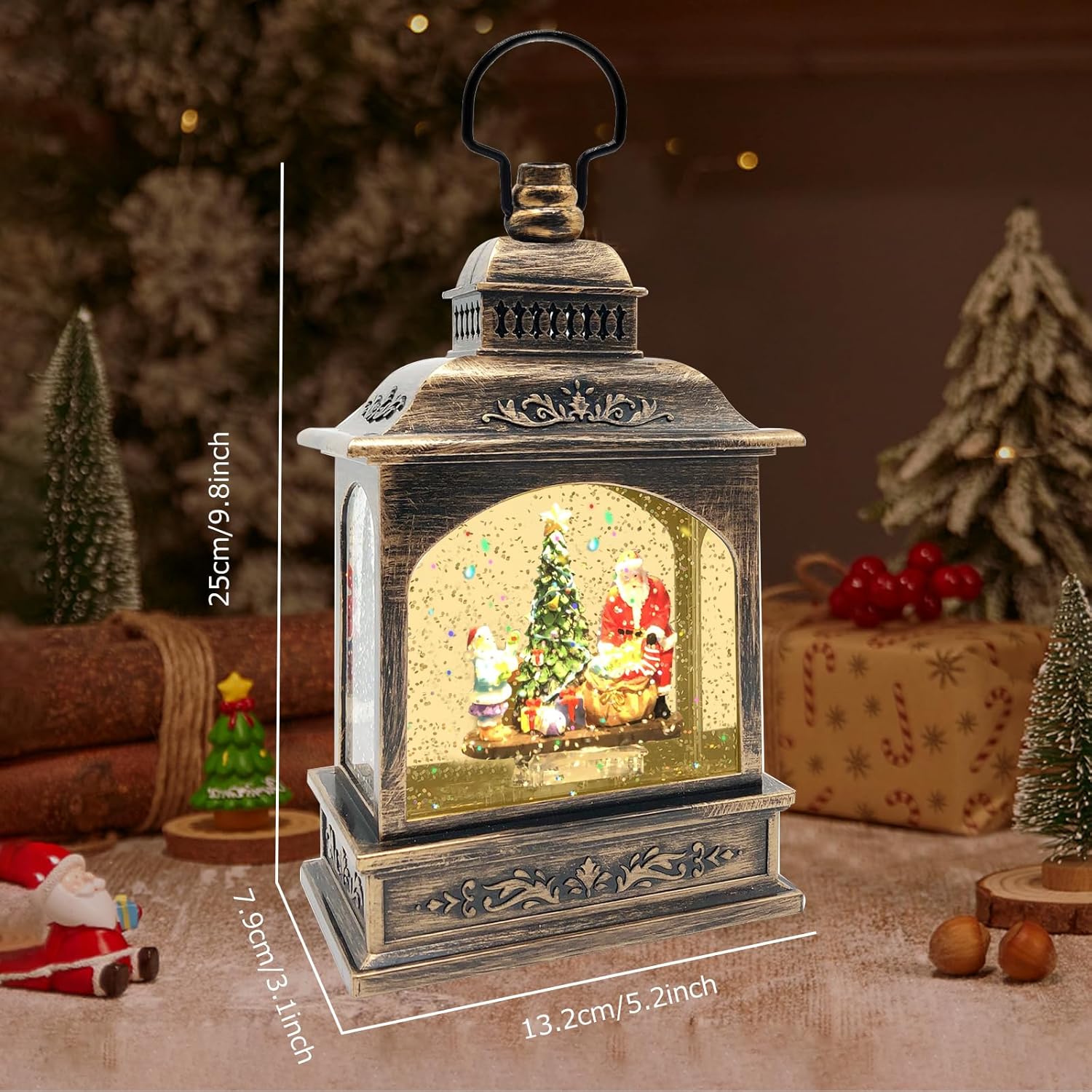 Christmas Snow Globe Lantern Musical with 6H Timer,Stars Projection,Santa Christmas Tree Lighted Scene Snow Globes Lantern USB or Battery Powered,Christmas Decorations Indoor-Gifts for Adults Kids - Image 3