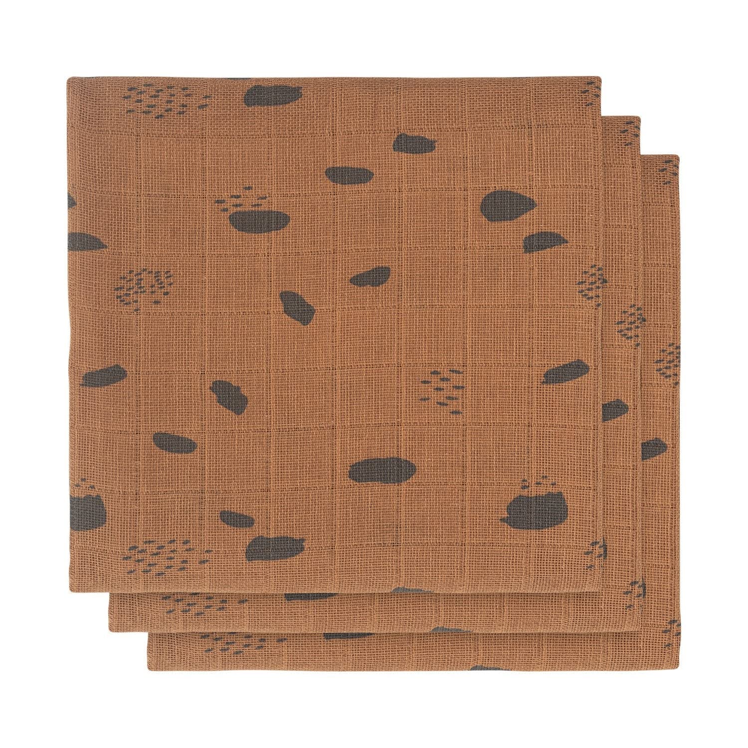 Jollein Spot Hydrophile Multi-Tuch, 3-teilig, 70 cm Länge x 70 cm Breite, Karamell