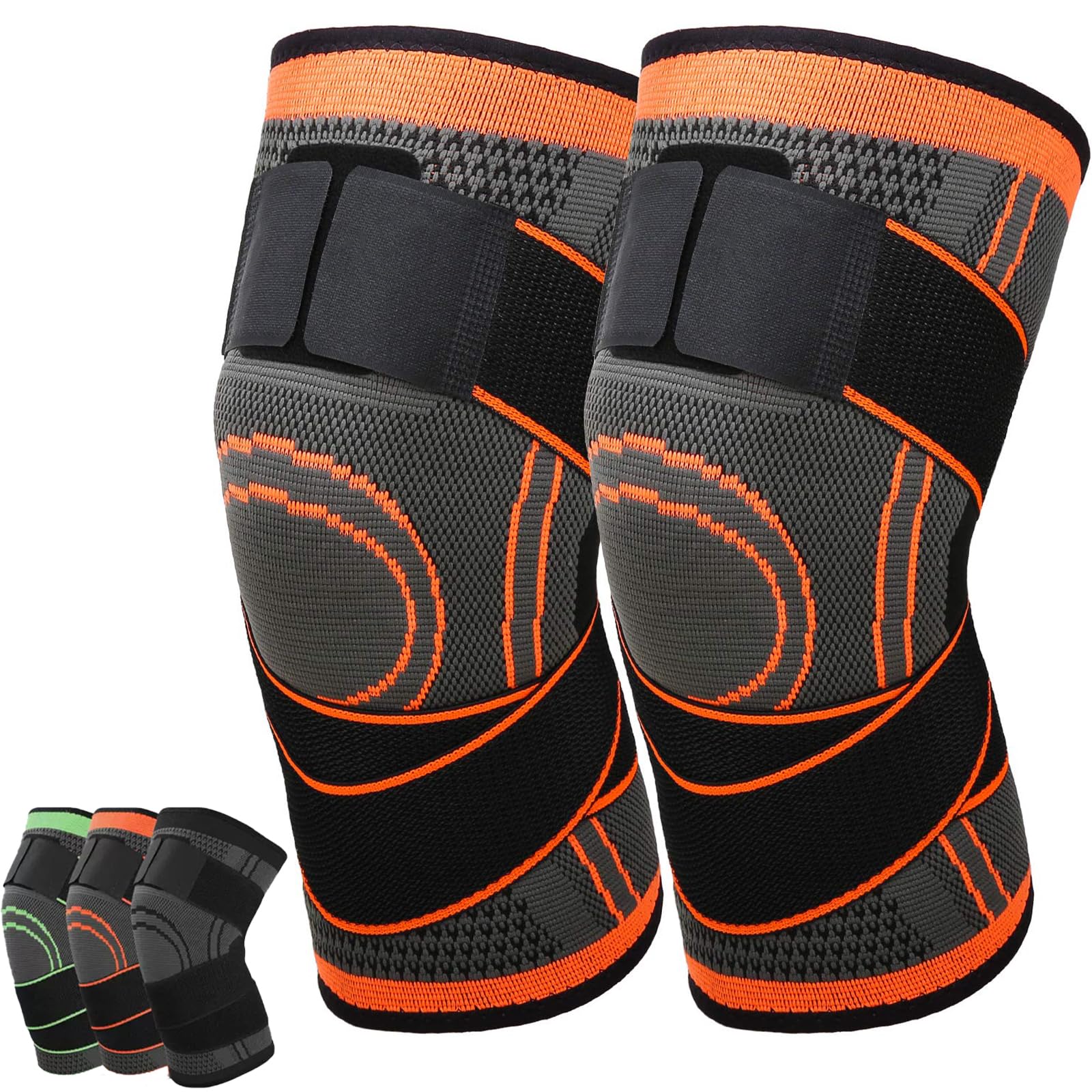 Ofrdncy2 pieces Knee Sleeve, Knee Pads Compression Fit Support -for Joint Pain and Arthritis Relief, Improved Circulation Compression(orange S)