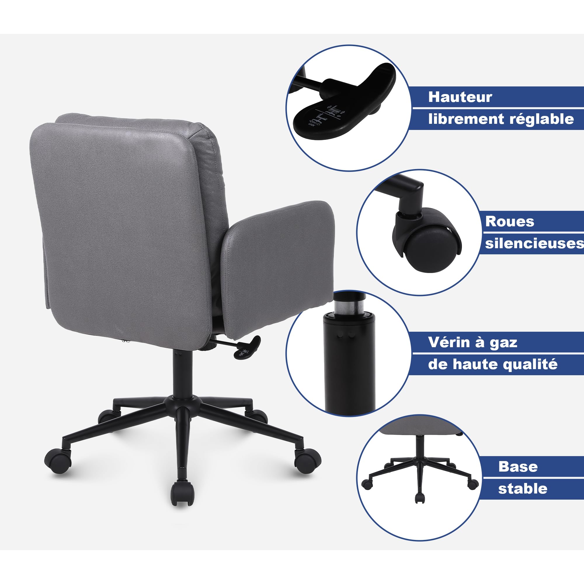 Youhauchair YC-5007DG Chaise de Bureau, Simili Cuir, e#Dark Gray, 61D x 60W x 97H Centimeter