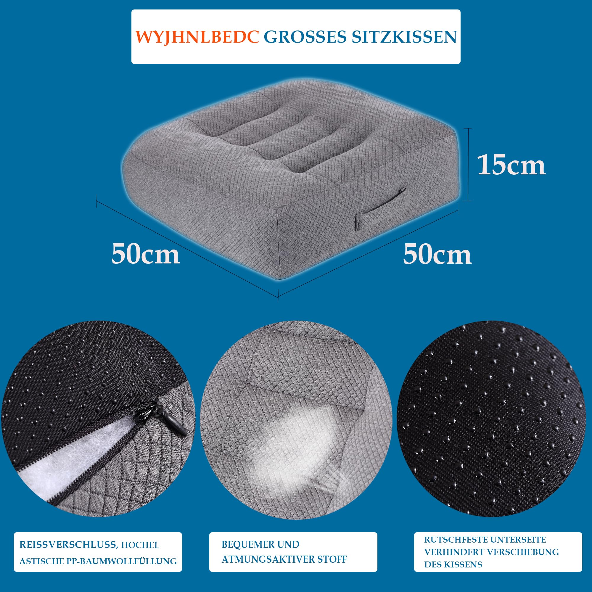 Cojín/Almohada para asiento 50x50x15CM para silla de oficina, asiento/elevación para auto para mesa de comedor Sillas/Silla de oficina/Silla de ruedas/Sillas de jardín Cojín para espalda