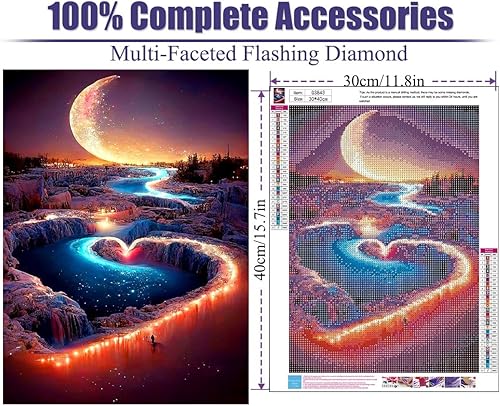 Miniatura 5 de Kits de pintura de diamantes para adultos principiantes  Kit de arte de diamantes de cascada de luna para adultos 5D DIY puntos de diamante de