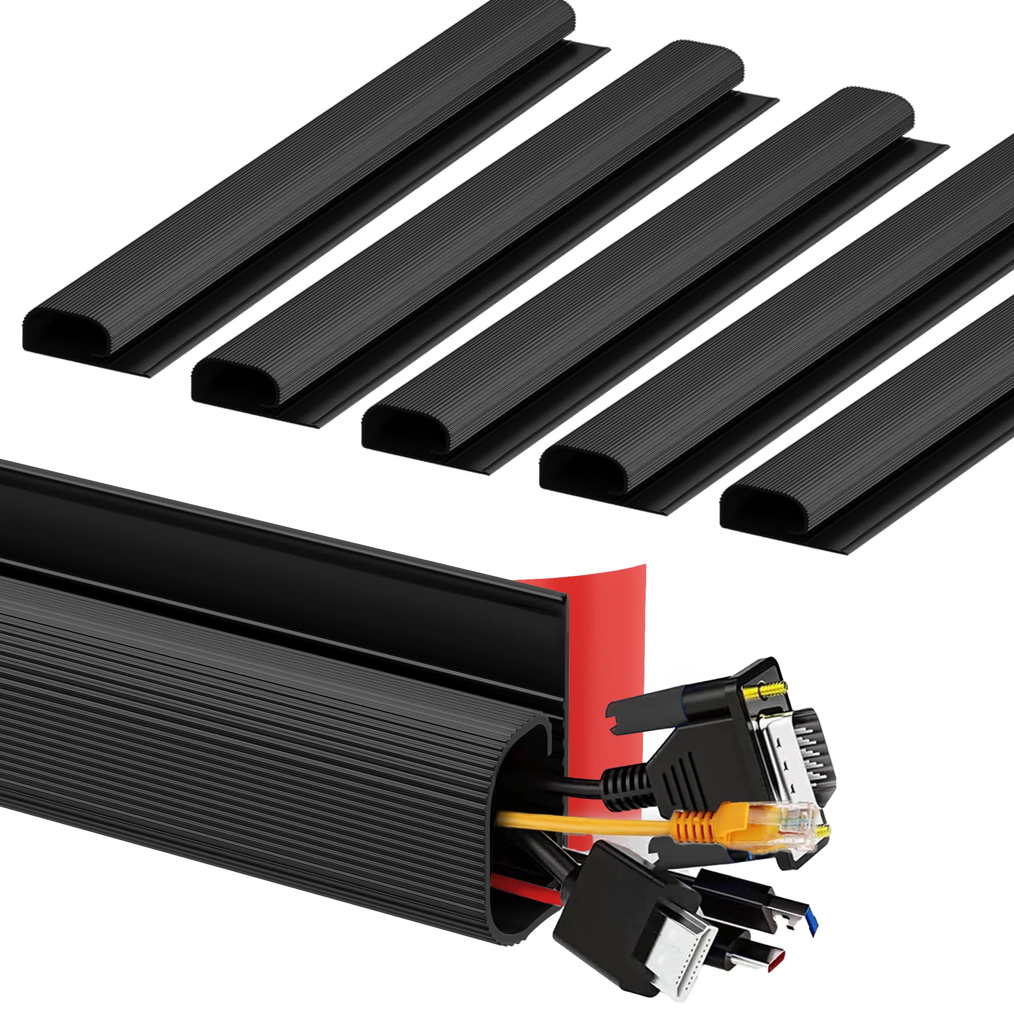 INCETUE 6 Pcs Under Desk Cable Management, 15.7in Cable Management Tray