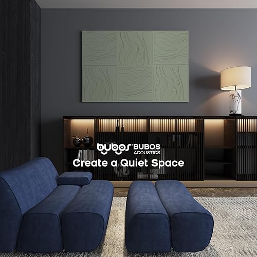 Miniatura 6 de BUBOS Paquete de 6 paneles acústicos grandes, tamaño total de 24 x 24 pulgadas, paneles de pared insonorizados, paneles de sonido decorativos de