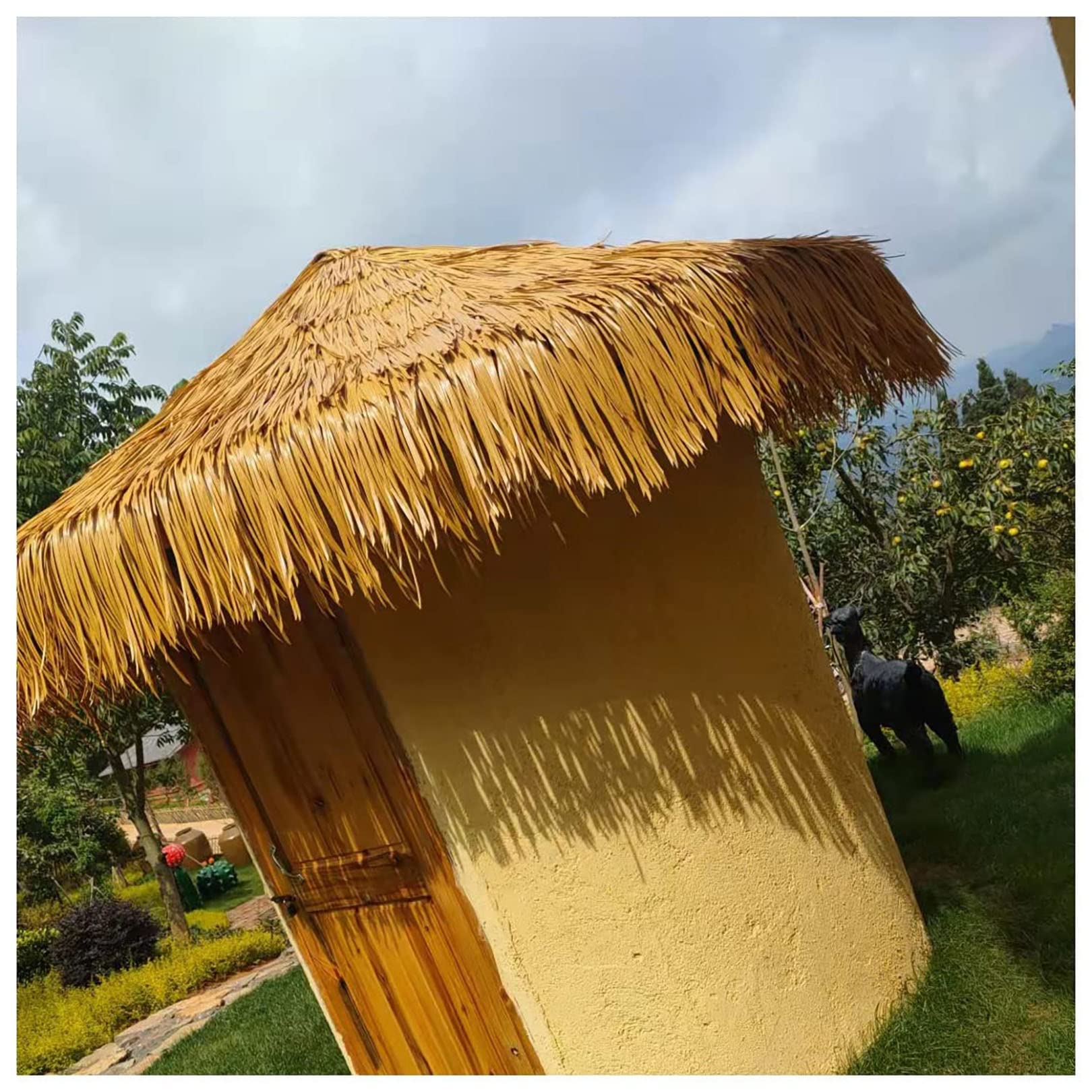 Dekoracje Tiki Hut Spódnica Dach Sztuczna Palma Strzecha Rolki Żaluzje Łodzie Trawa do Ogrodu Patio Parasol Płot Dekoracja Imprezy(4 PCS)