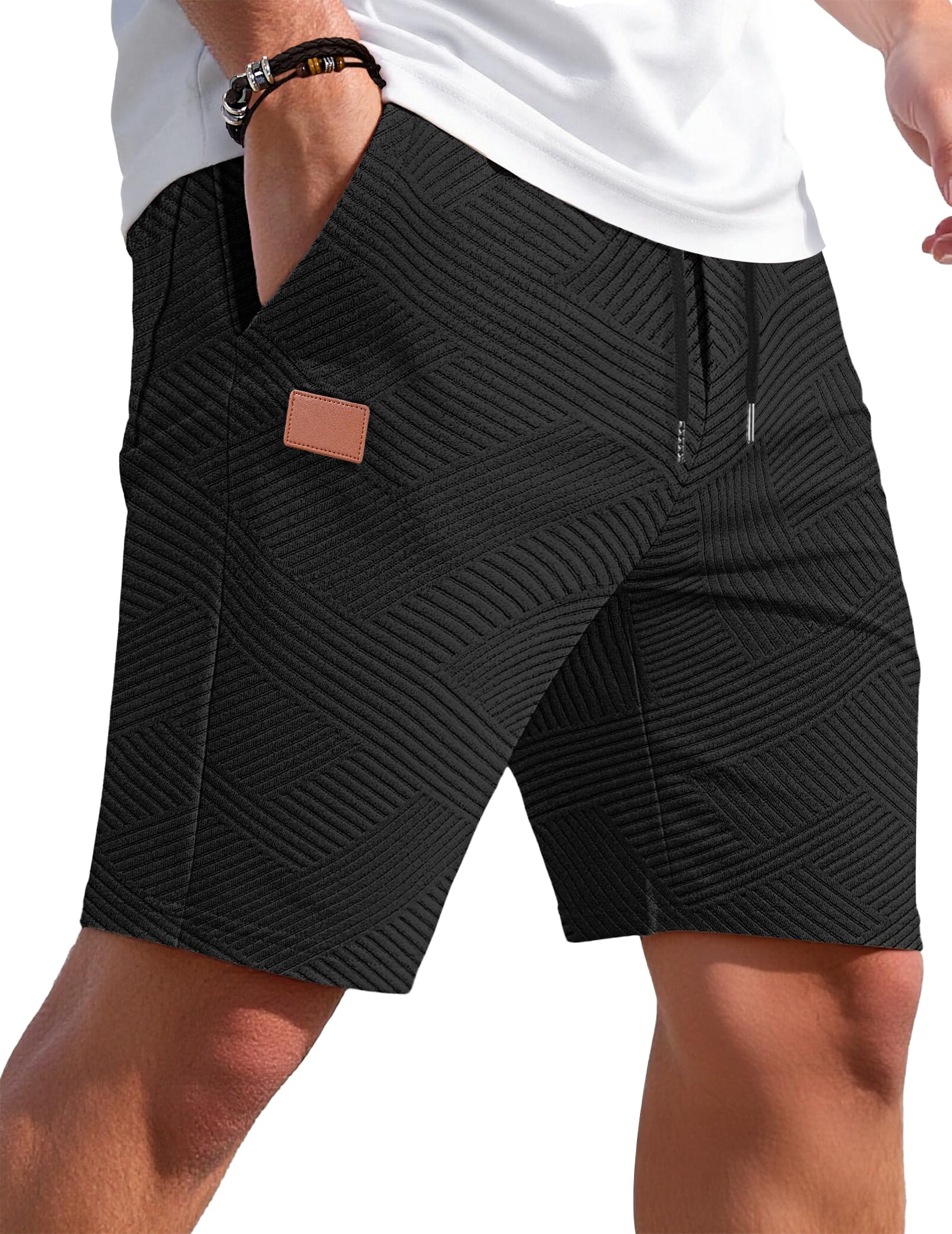 TARAINYA Texture Pantaloncini Uomo Cotone Coulisse Estivi Causal Pantaloni Corti Uomo con Tasche