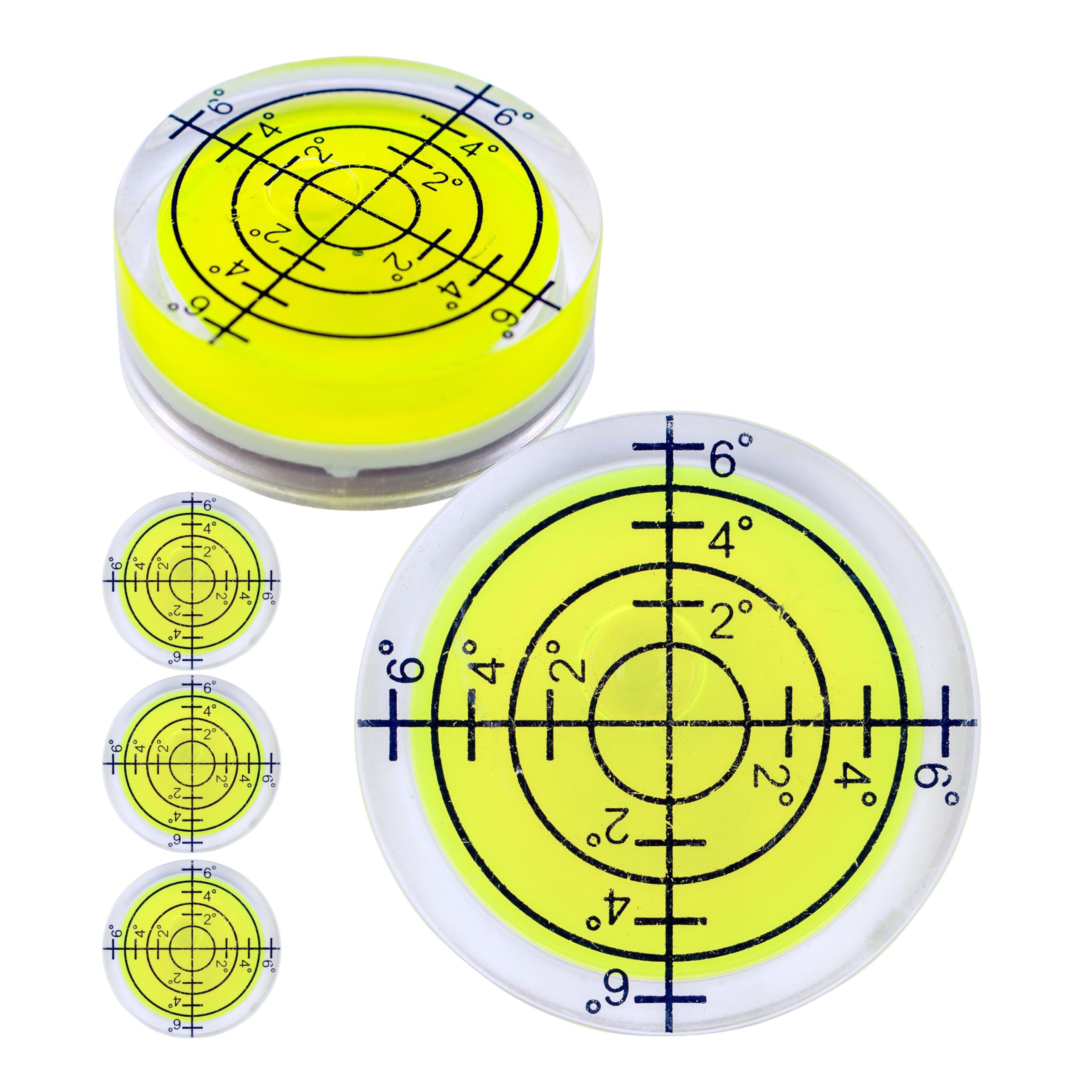 Nivel de burbuja, paquete de 5, Ø 32 mm nivel de precisión con burbuja de aire, leveling para cámaras, camping y caravanas, flotador redondo de ojo de buey, spirit level, tools, DIY