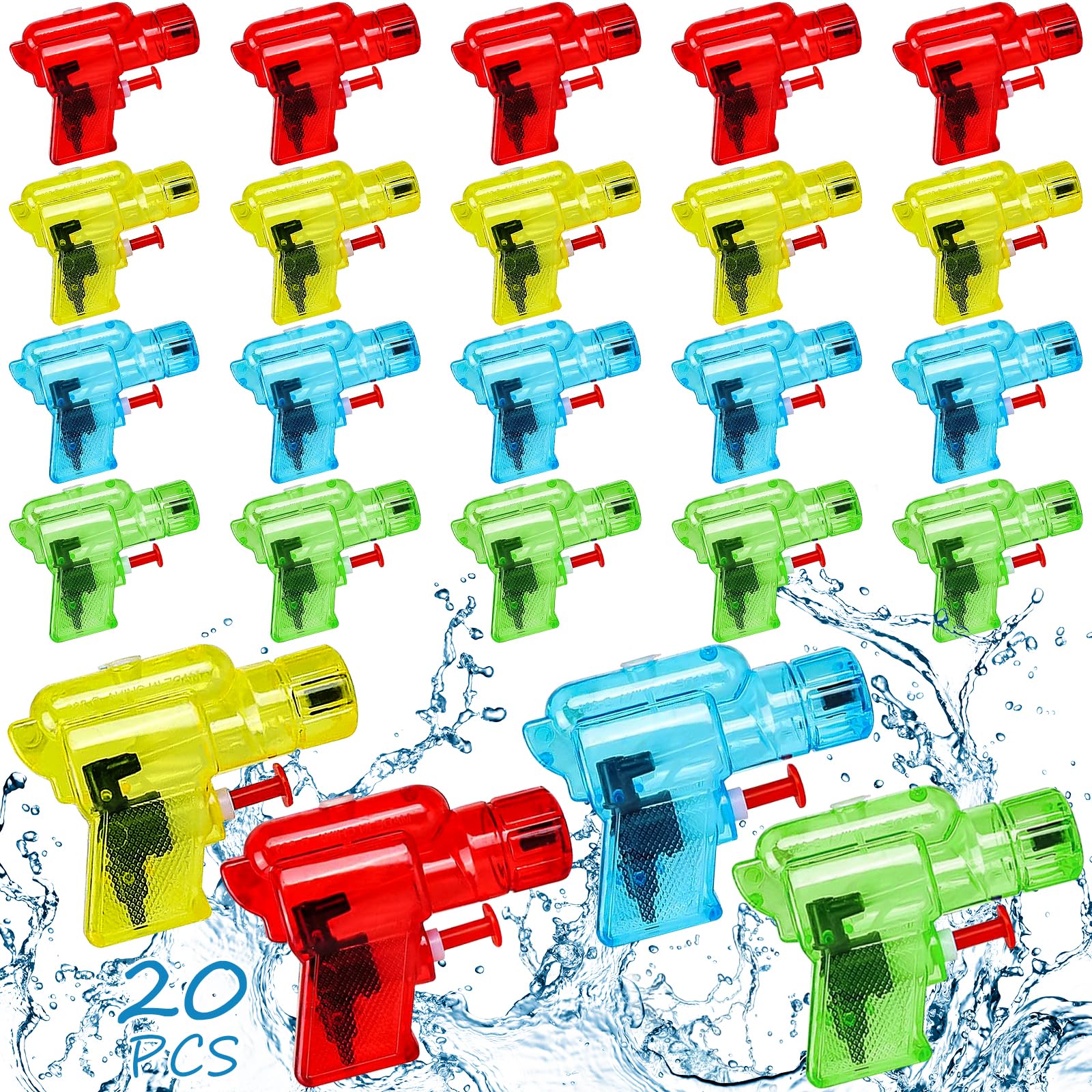 MULEVIP Pack de 20 Pistola de Agua Niños,Pistolas de Agua,Pistolas de Agua Verano Juguete,Pistolas Agua,Water Gun Bolsas de Fiestas Al Aire Libre,Piscina,Chorro de Agua y Juegos de Verano - 4 Colores
